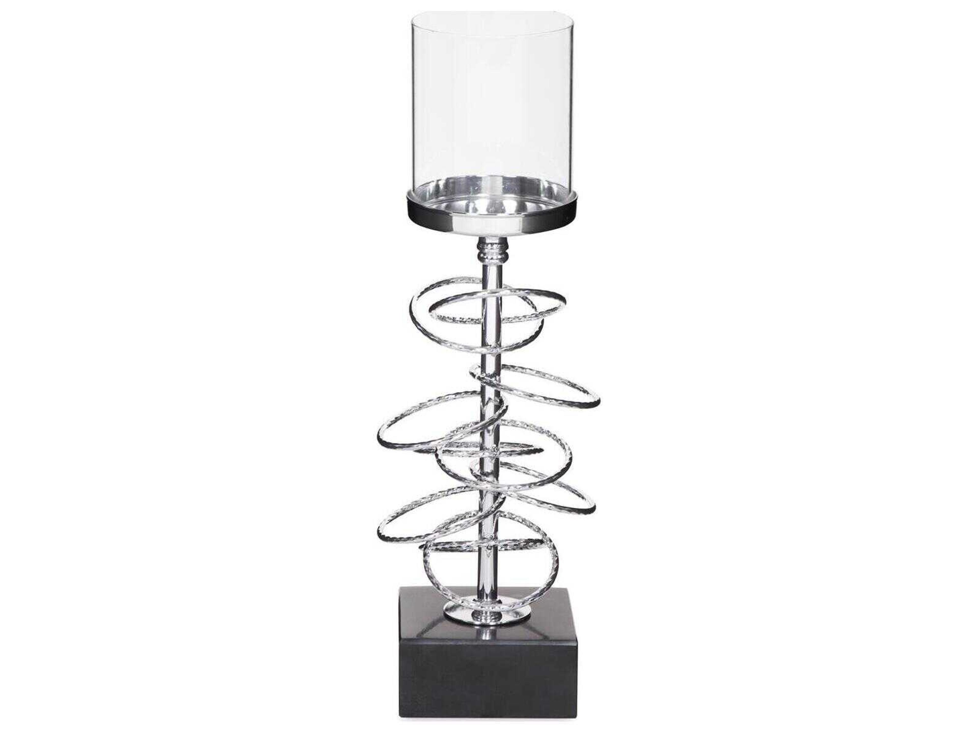 Howard Elliott Chrome Black Ring Toss Candle Holder