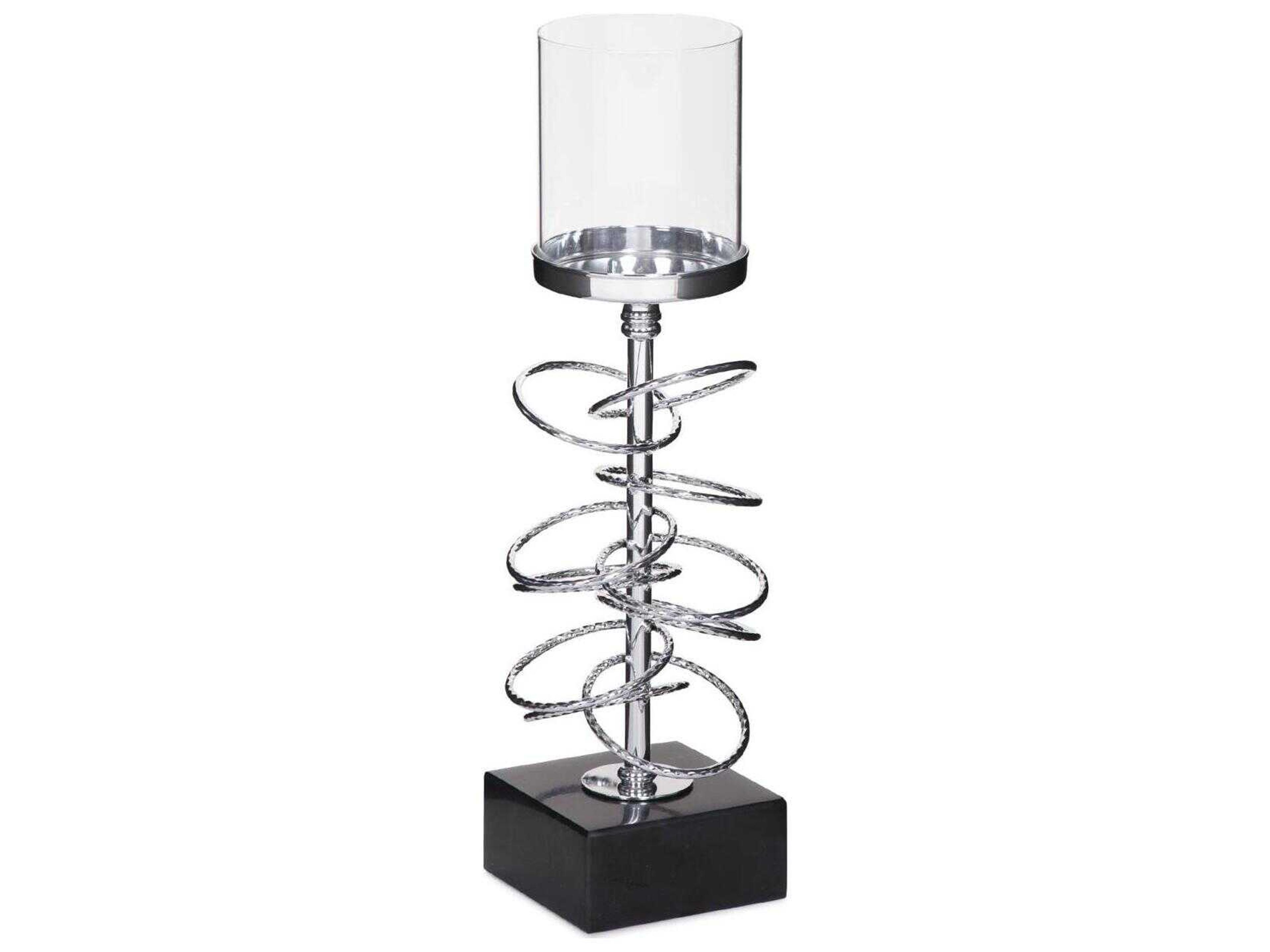 Howard Elliott Chrome Black Ring Toss Candle Holder