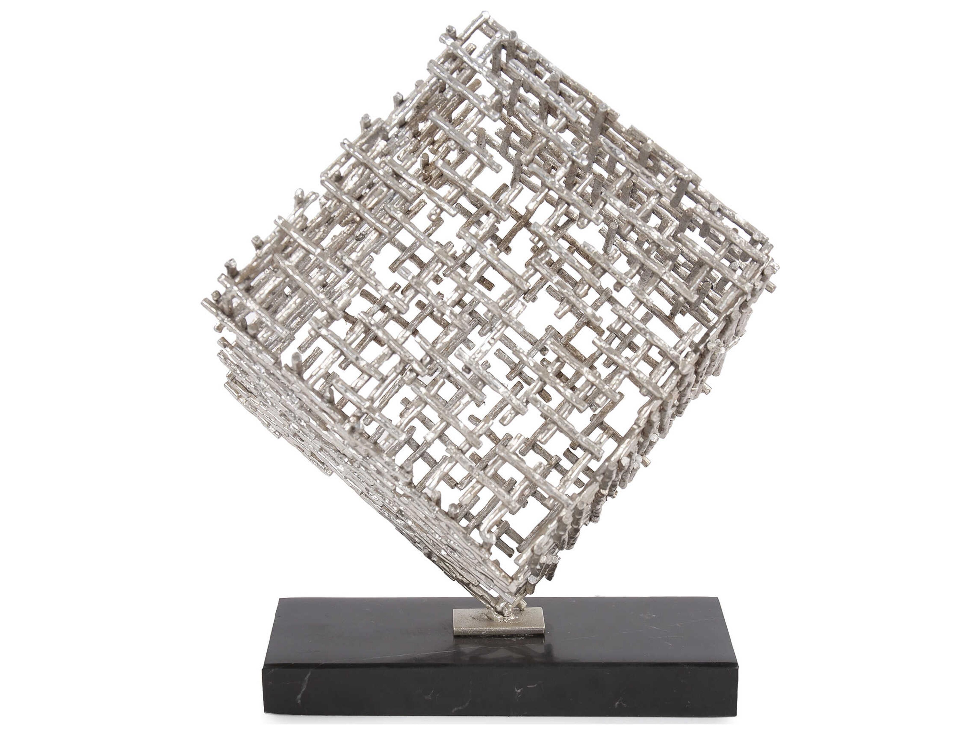 Howard Elliott Chrome Black Cubist Sculpture