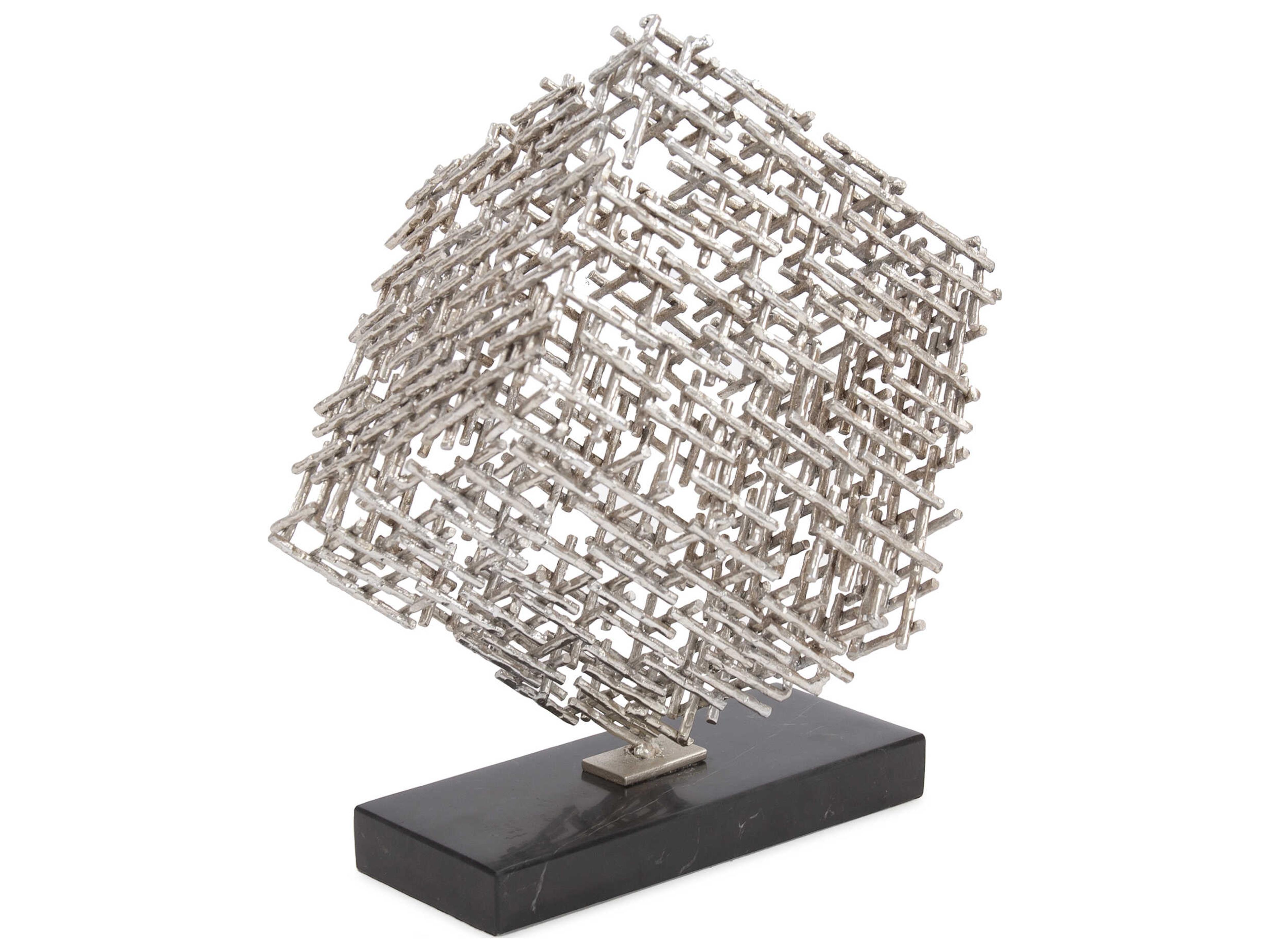 Howard Elliott Chrome Black Cubist Sculpture