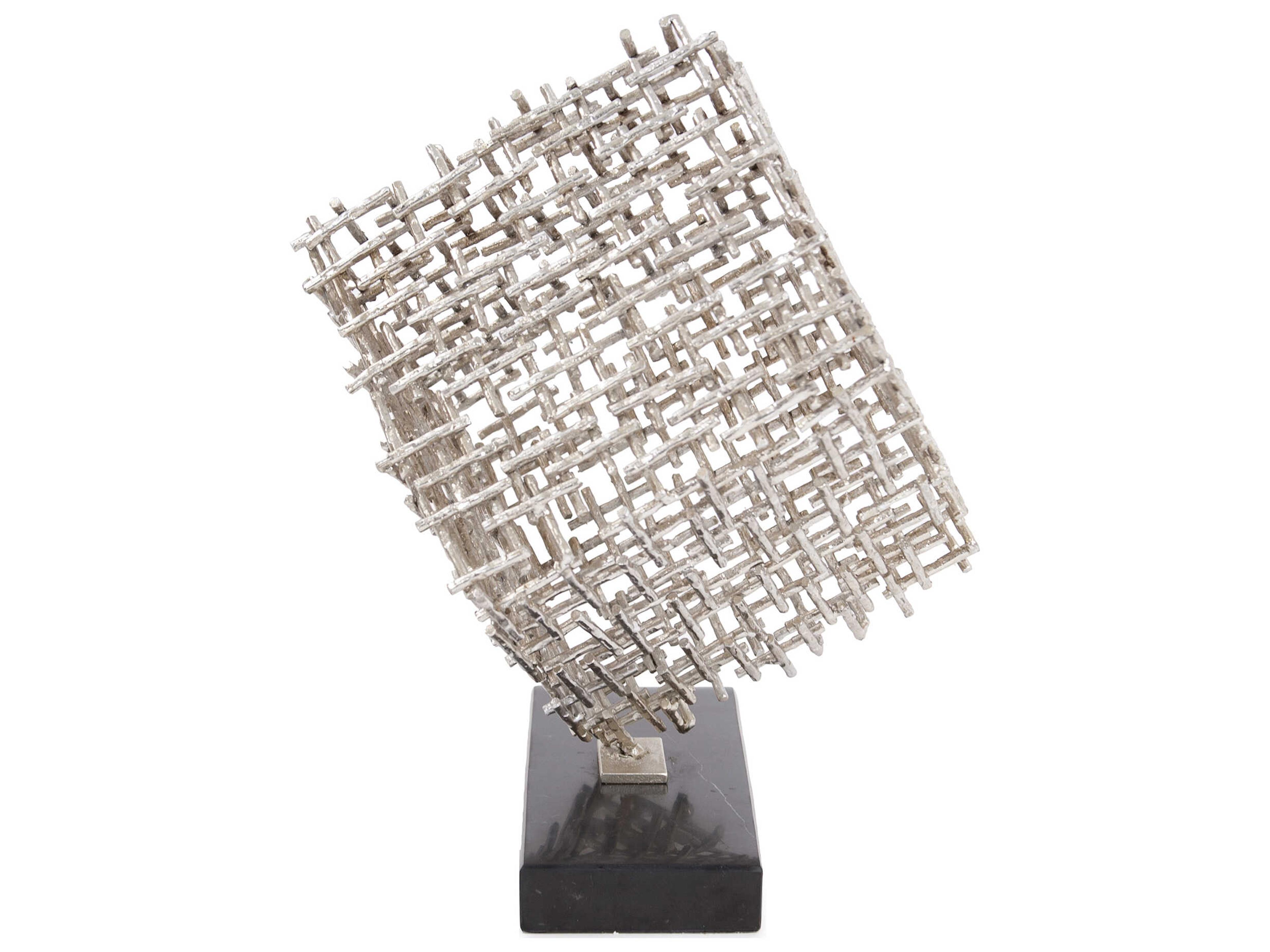 Howard Elliott Chrome Black Cubist Sculpture