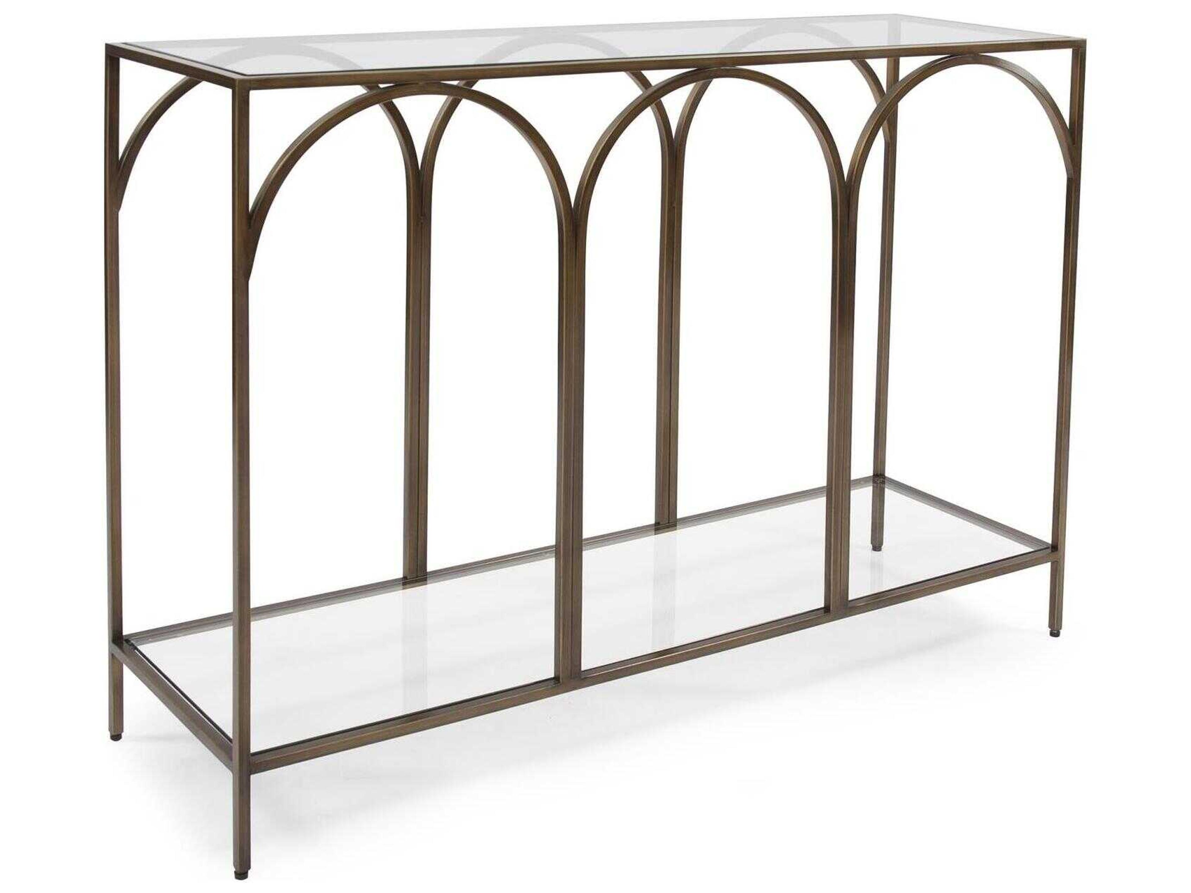 Palladio Rectangular Glass Bronze Console Table