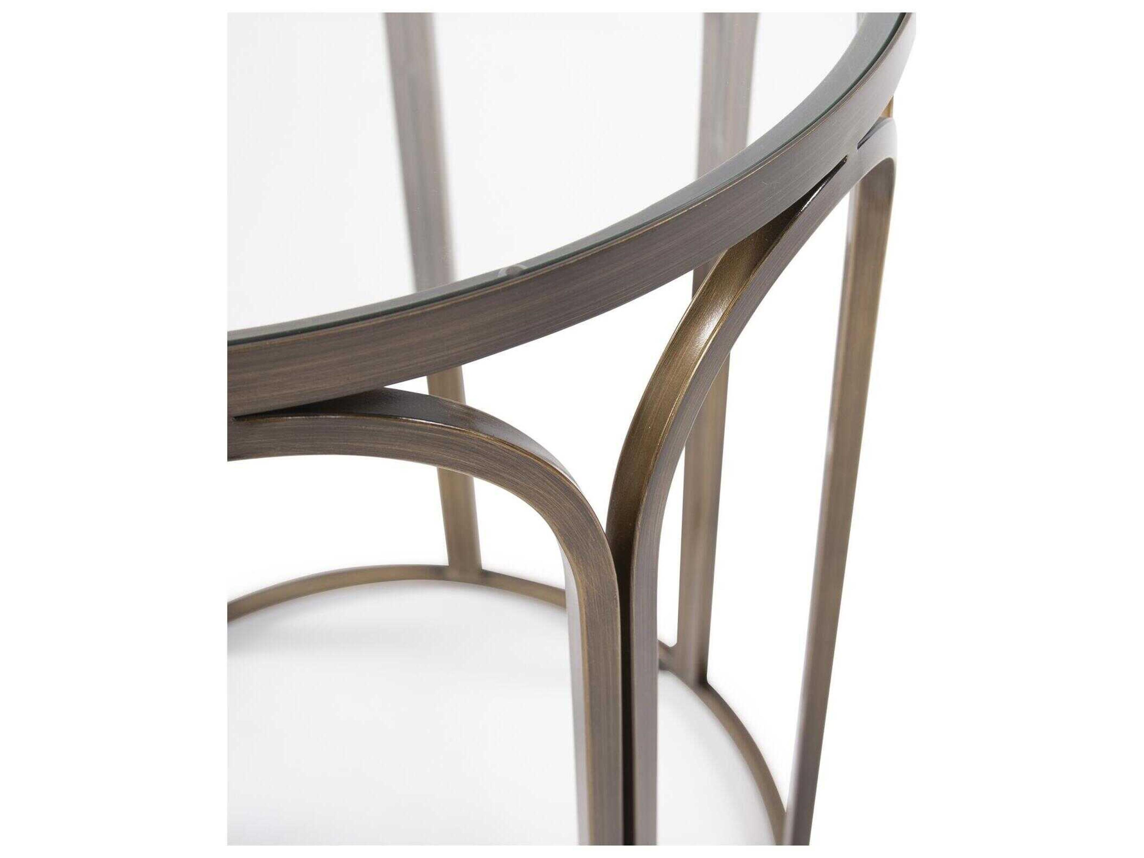 Howard Elliott Palladio Round Glass Brass End Table