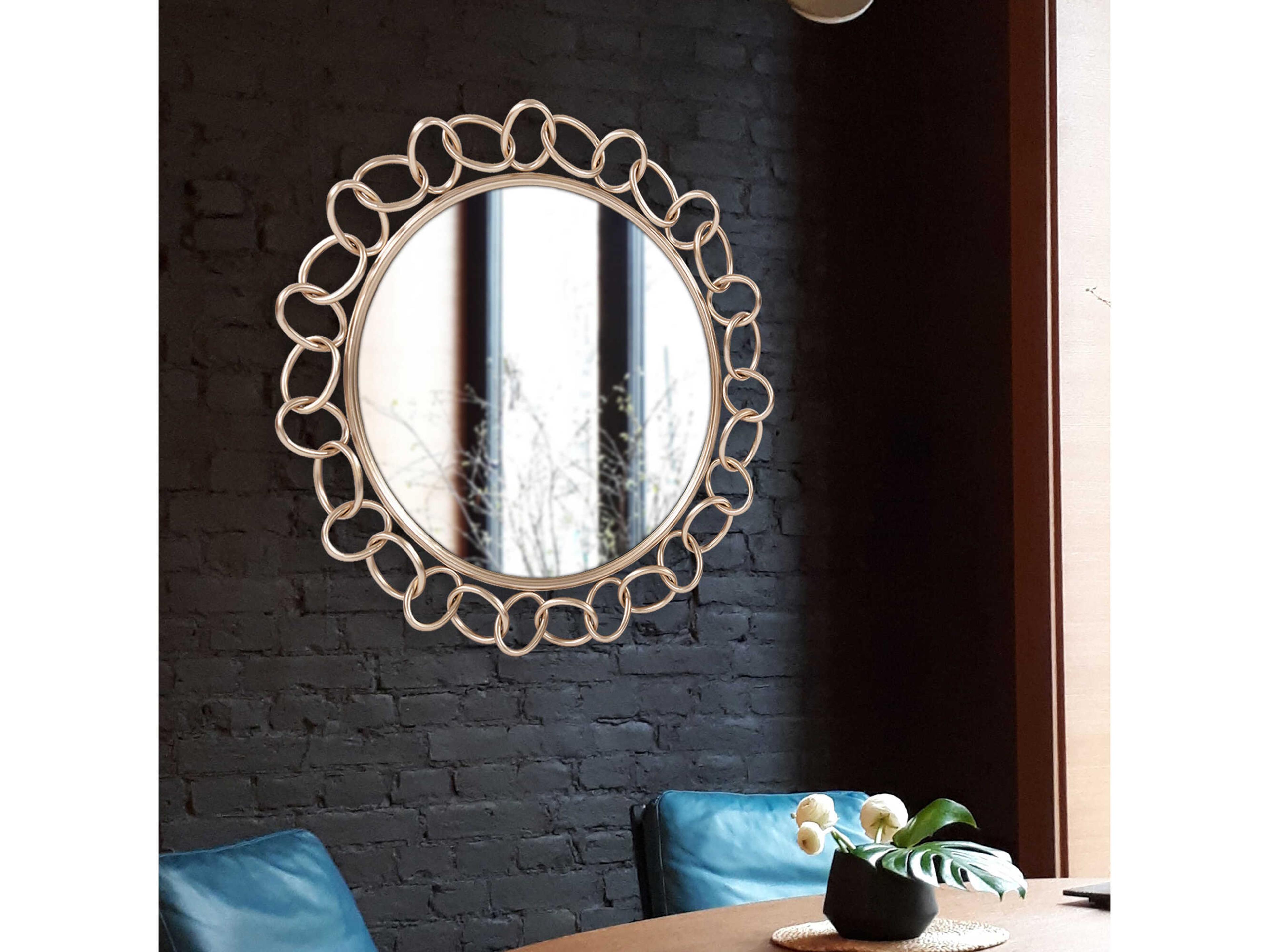 Howard Elliott Cambridge Champagne Round Wall Mirror