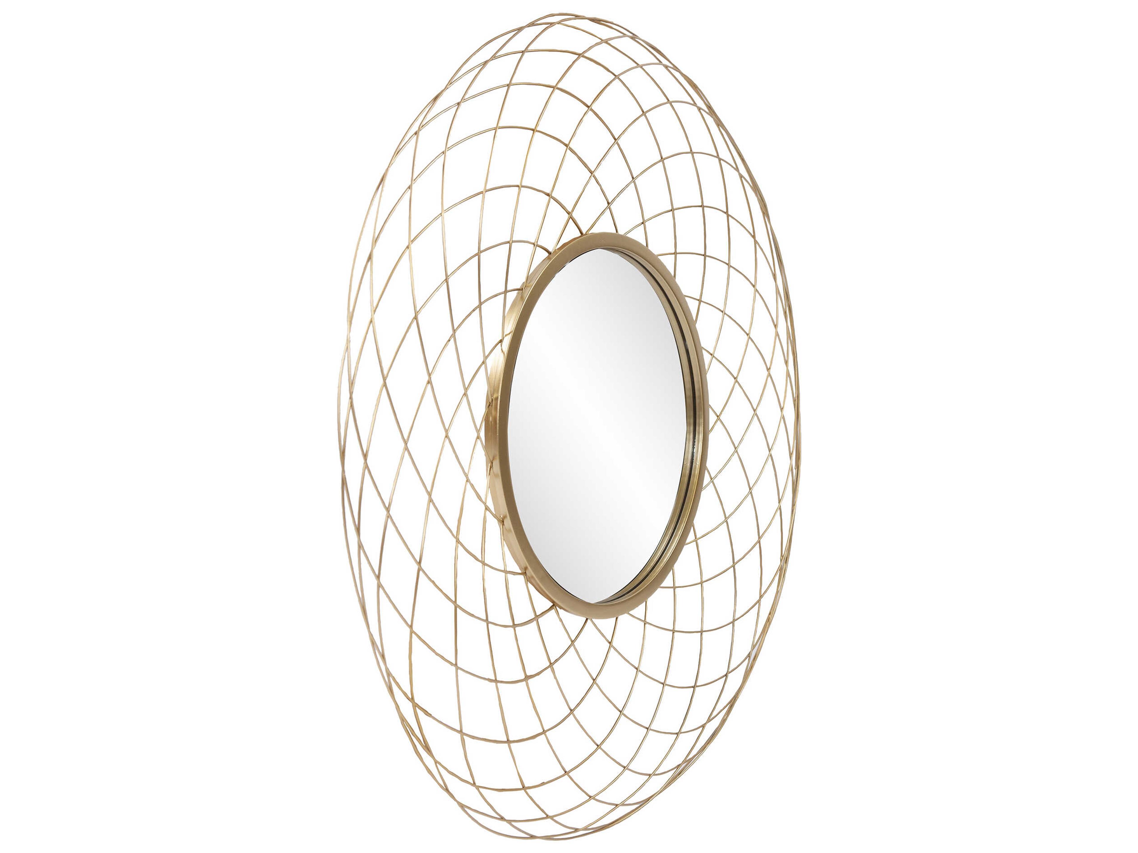 Howard Elliott Epic Bright Gold Round Wall Mirror