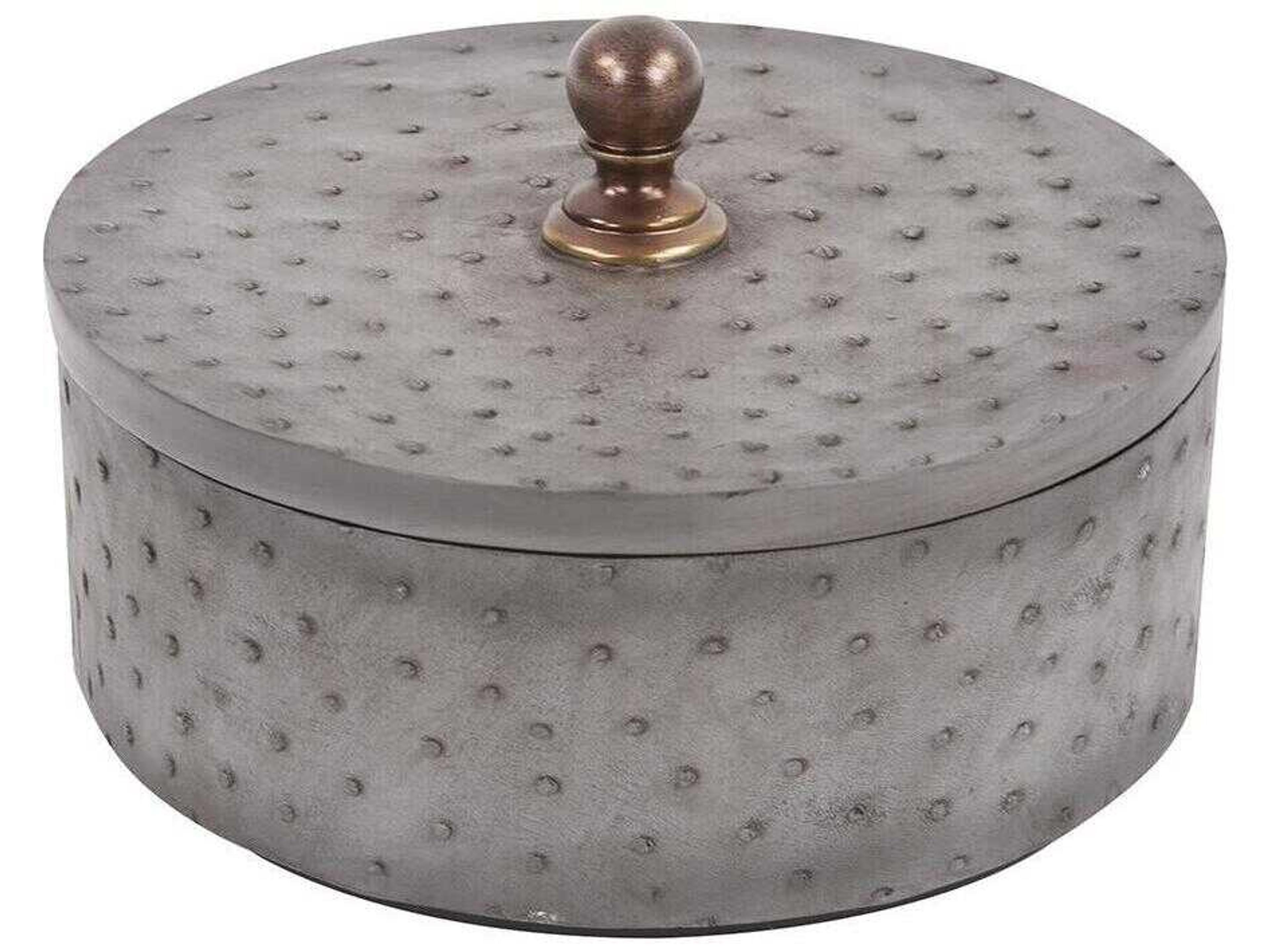 Howard Elliott Round Faux Ostrich Skin Decorative Box