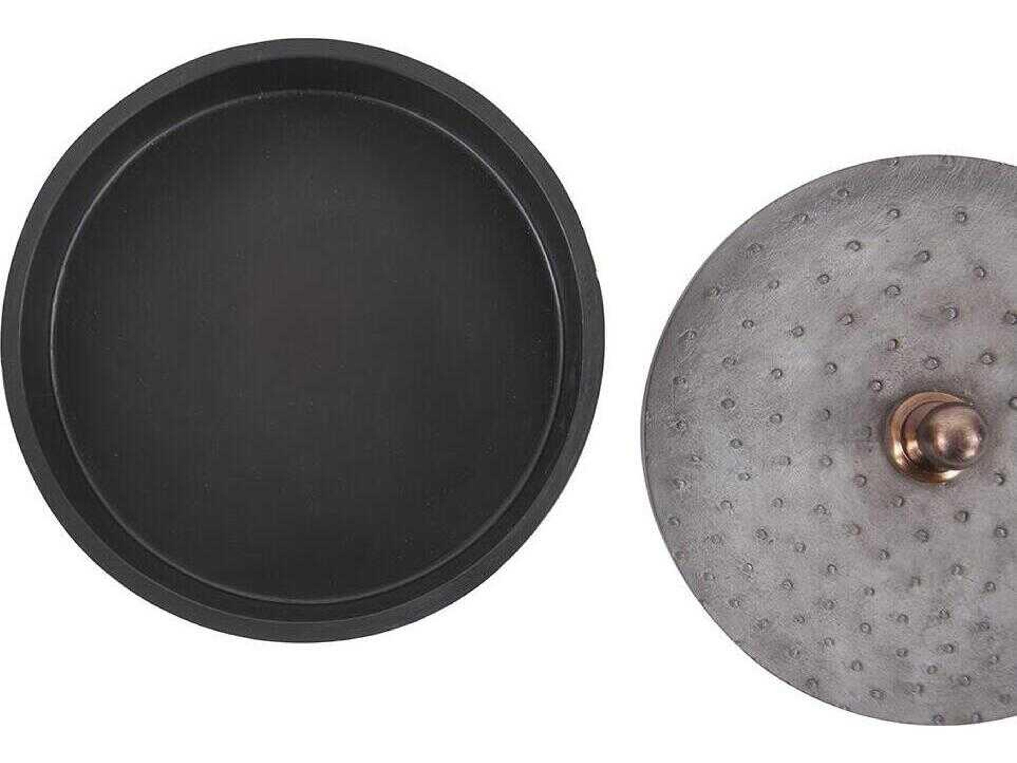 Howard Elliott Round Faux Ostrich Skin Decorative Box