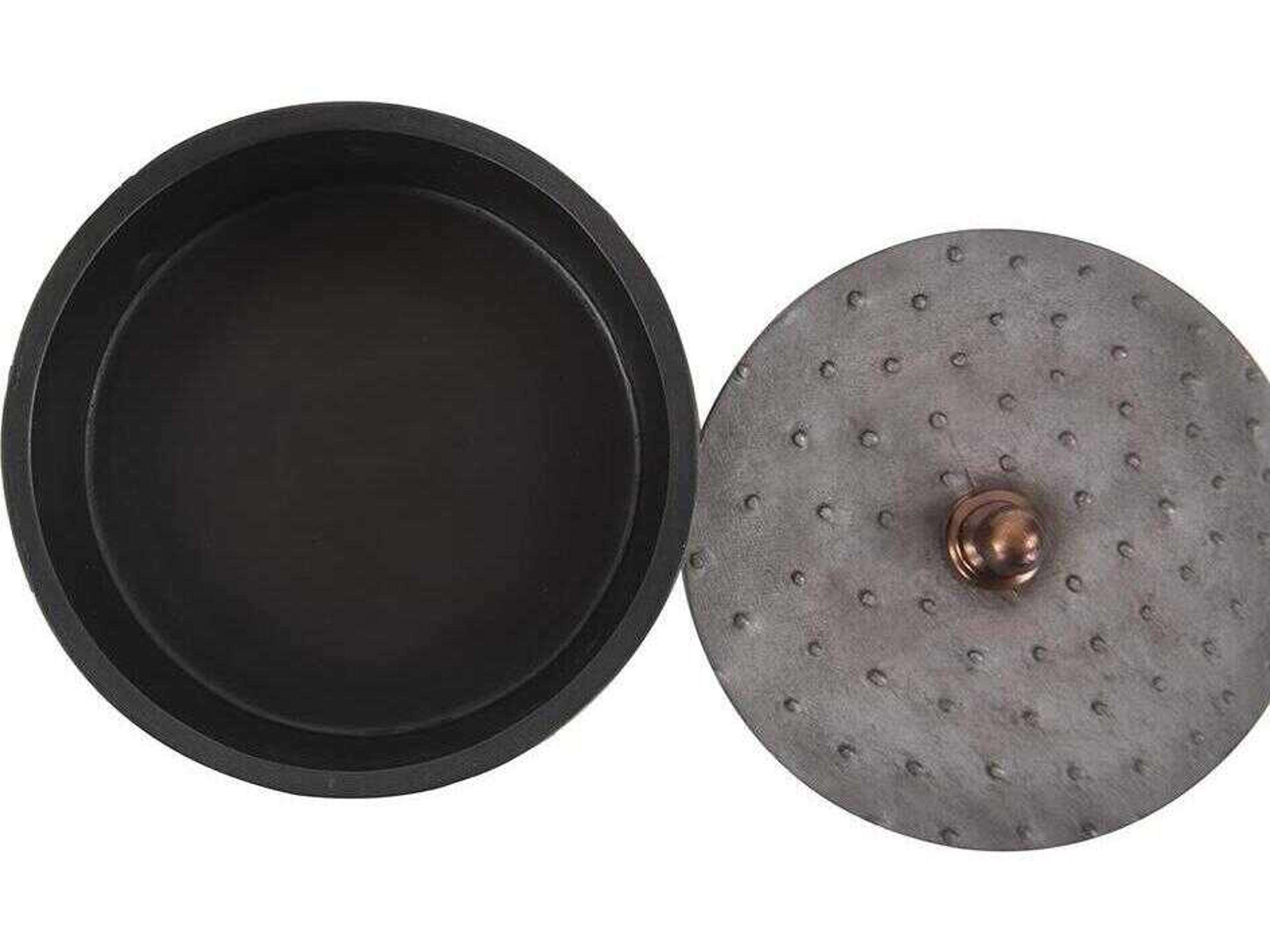 Howard Elliott Round Faux Ostrich Skin Decorative Box