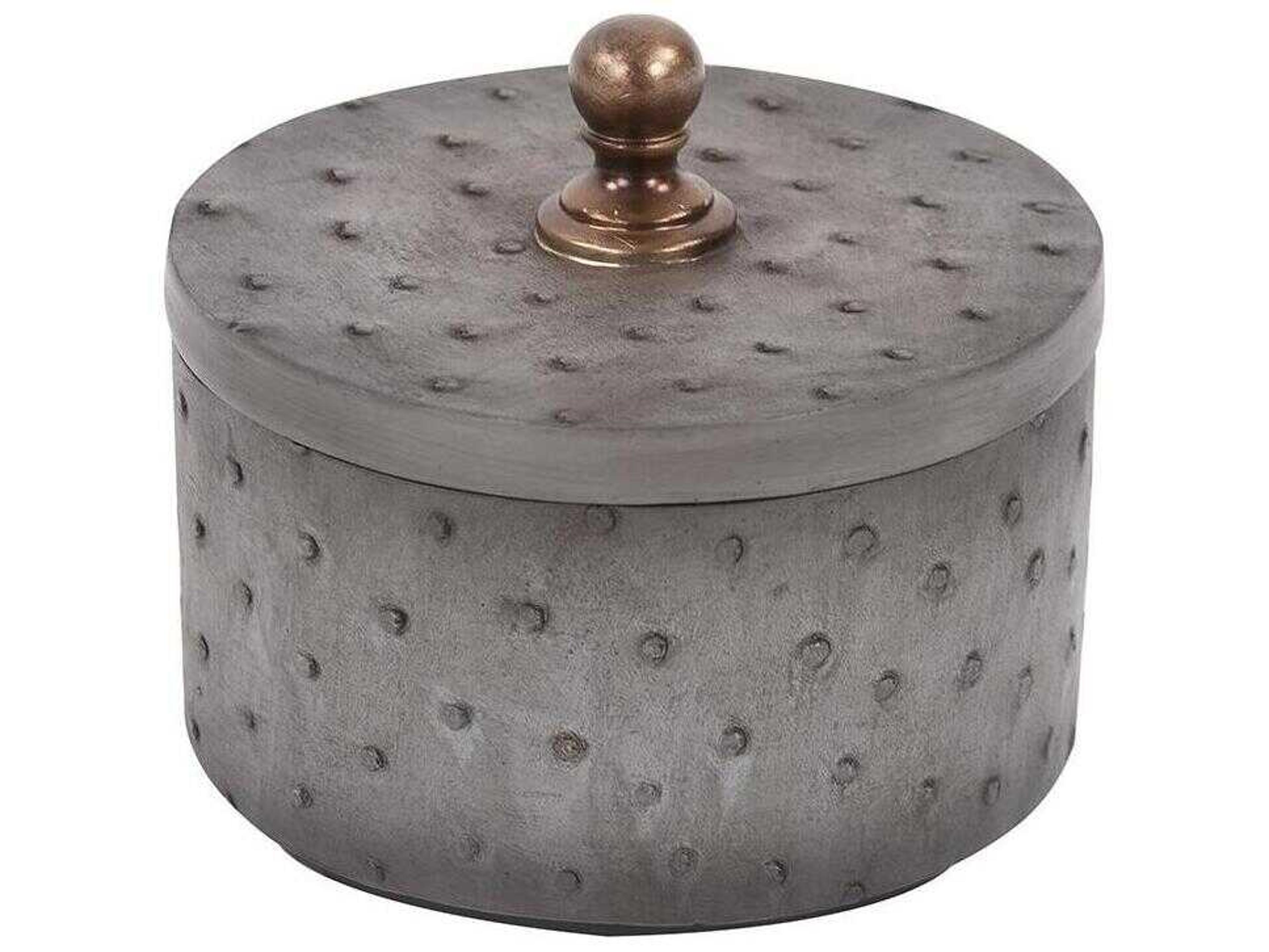 Howard Elliott Round Faux Ostrich Skin Decorative Box