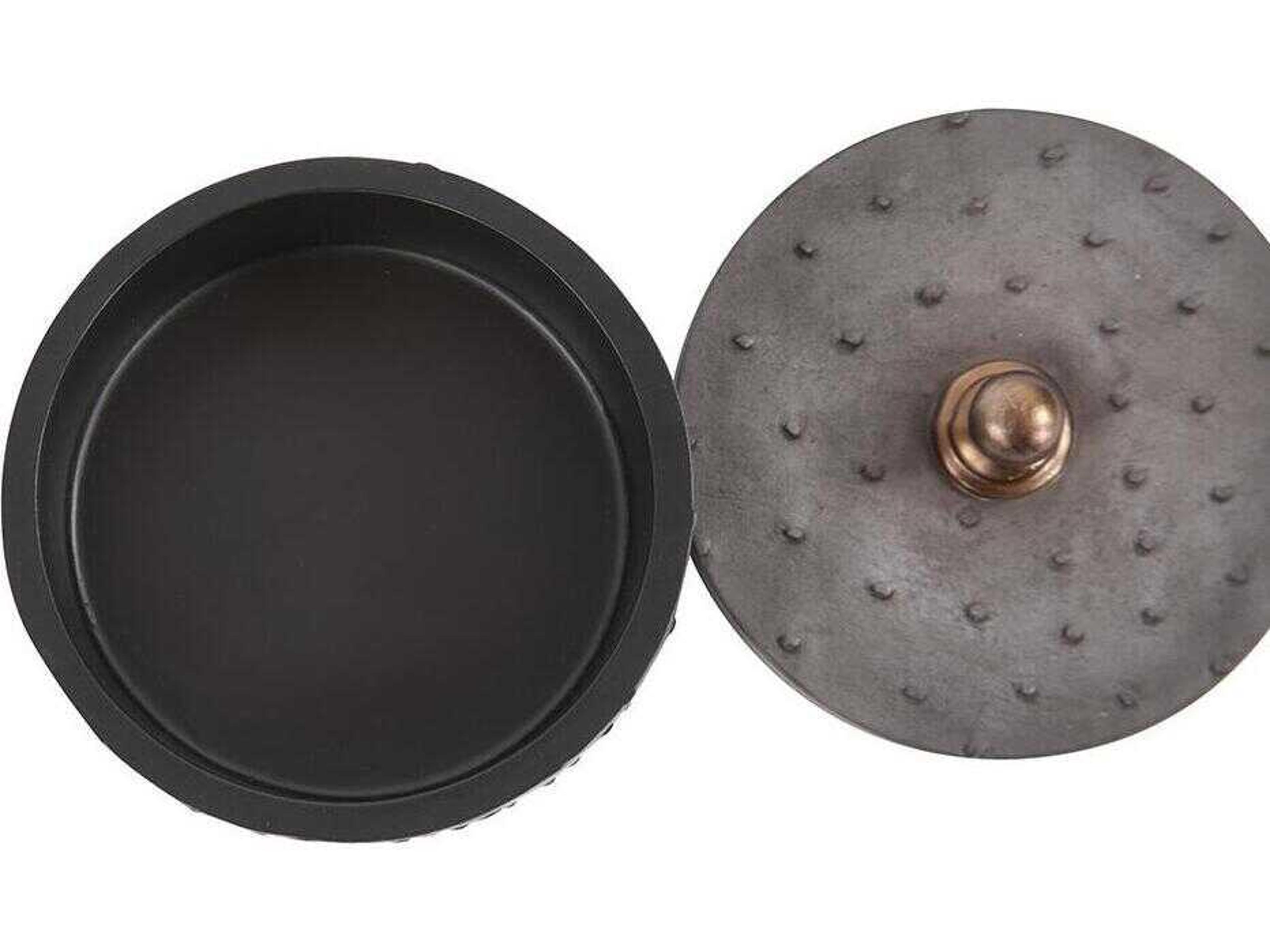 Howard Elliott Round Faux Ostrich Skin Decorative Box