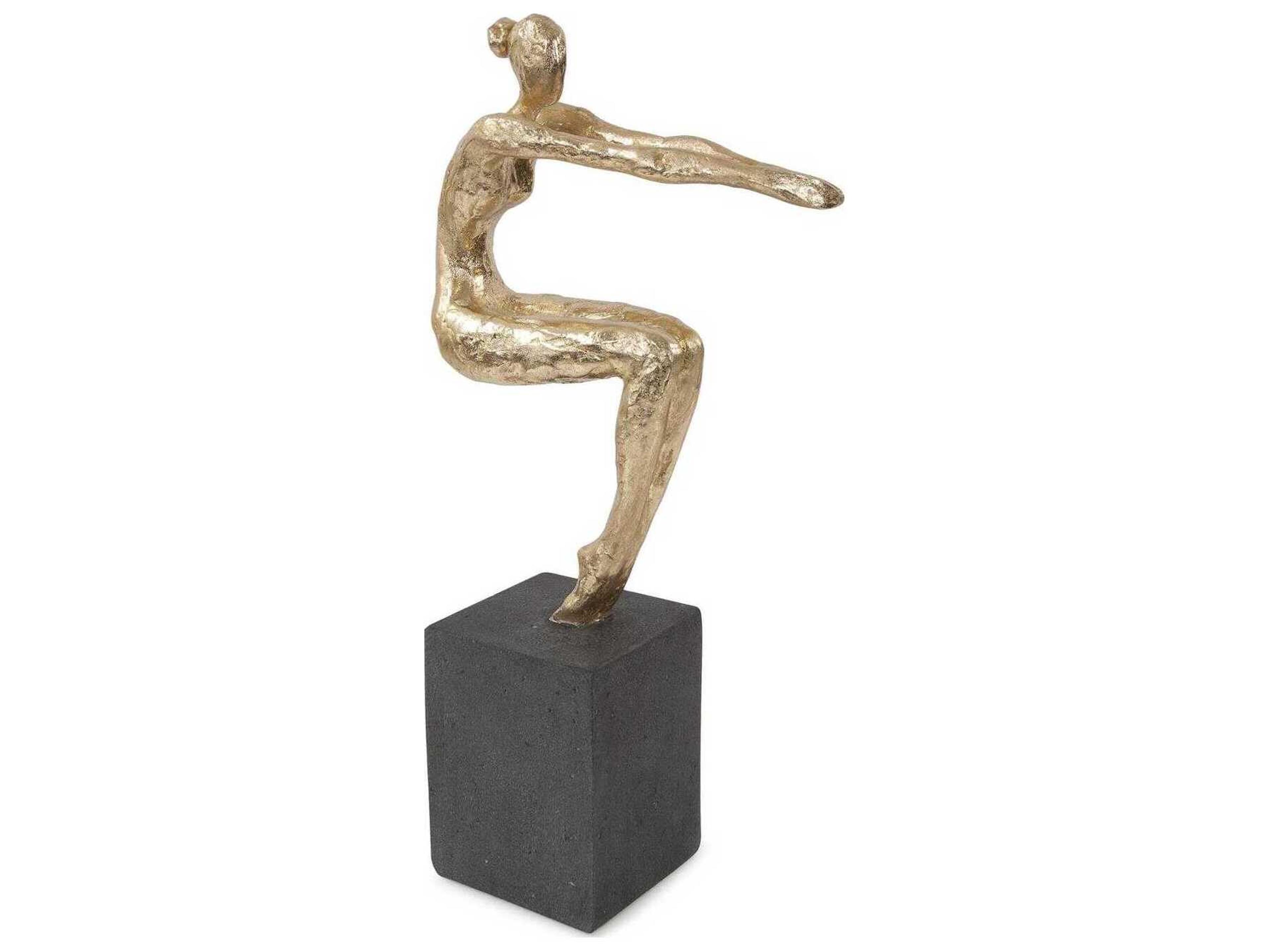 Howard Elliott Gold Cement Utkatasana Pose Sculpture