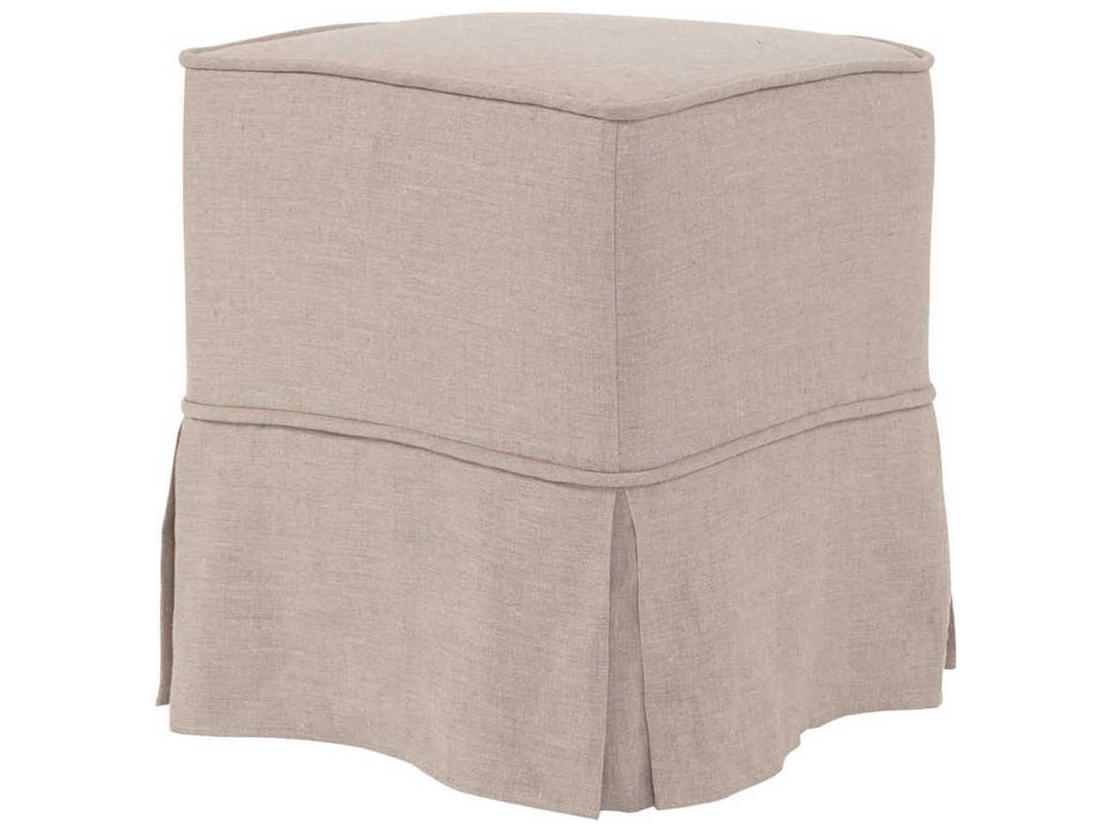 Universal Linen Slub Natural Beige Upholstered Ottoman