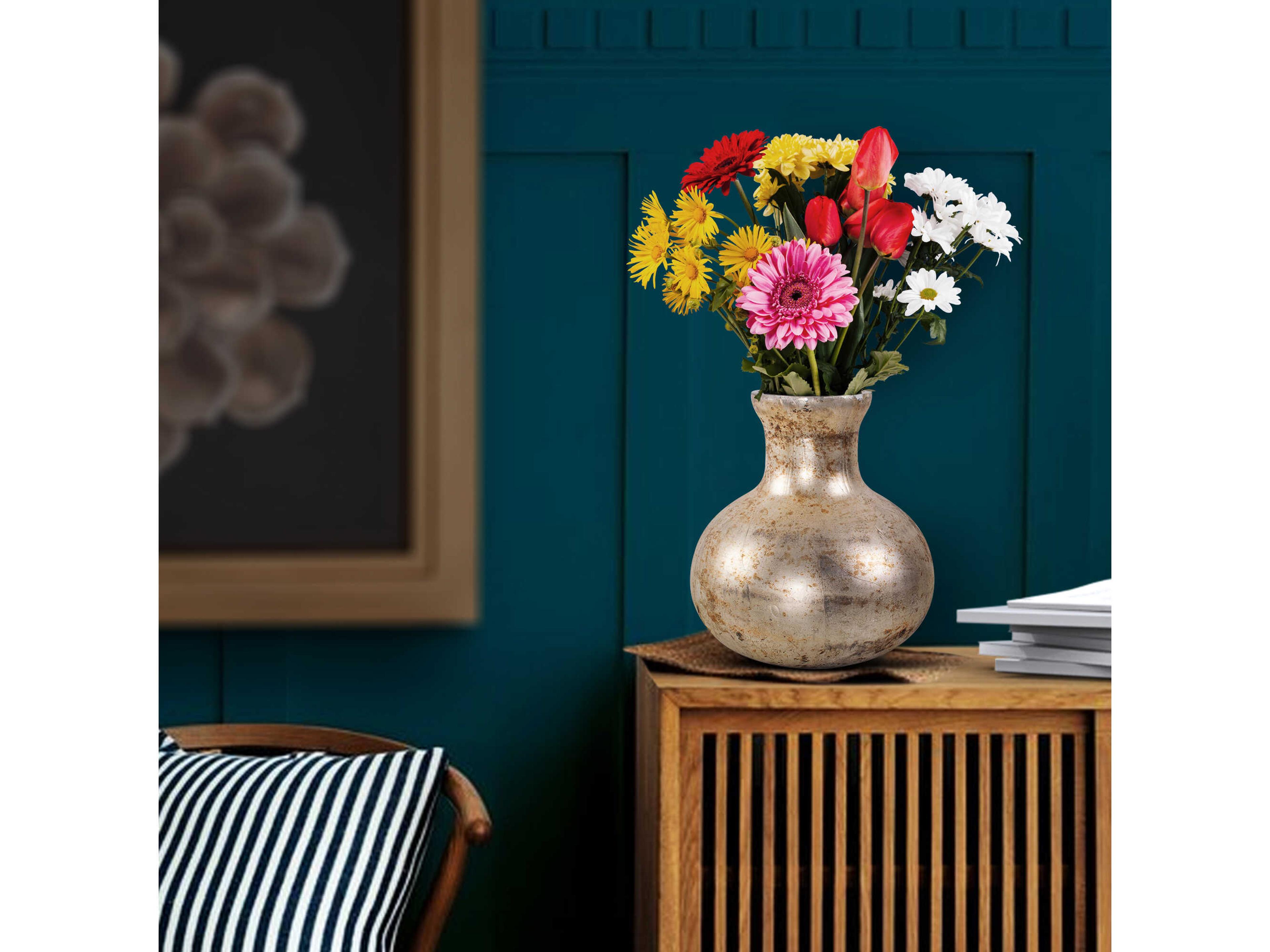 Howard Elliott Beatrice Textured Silver Vase