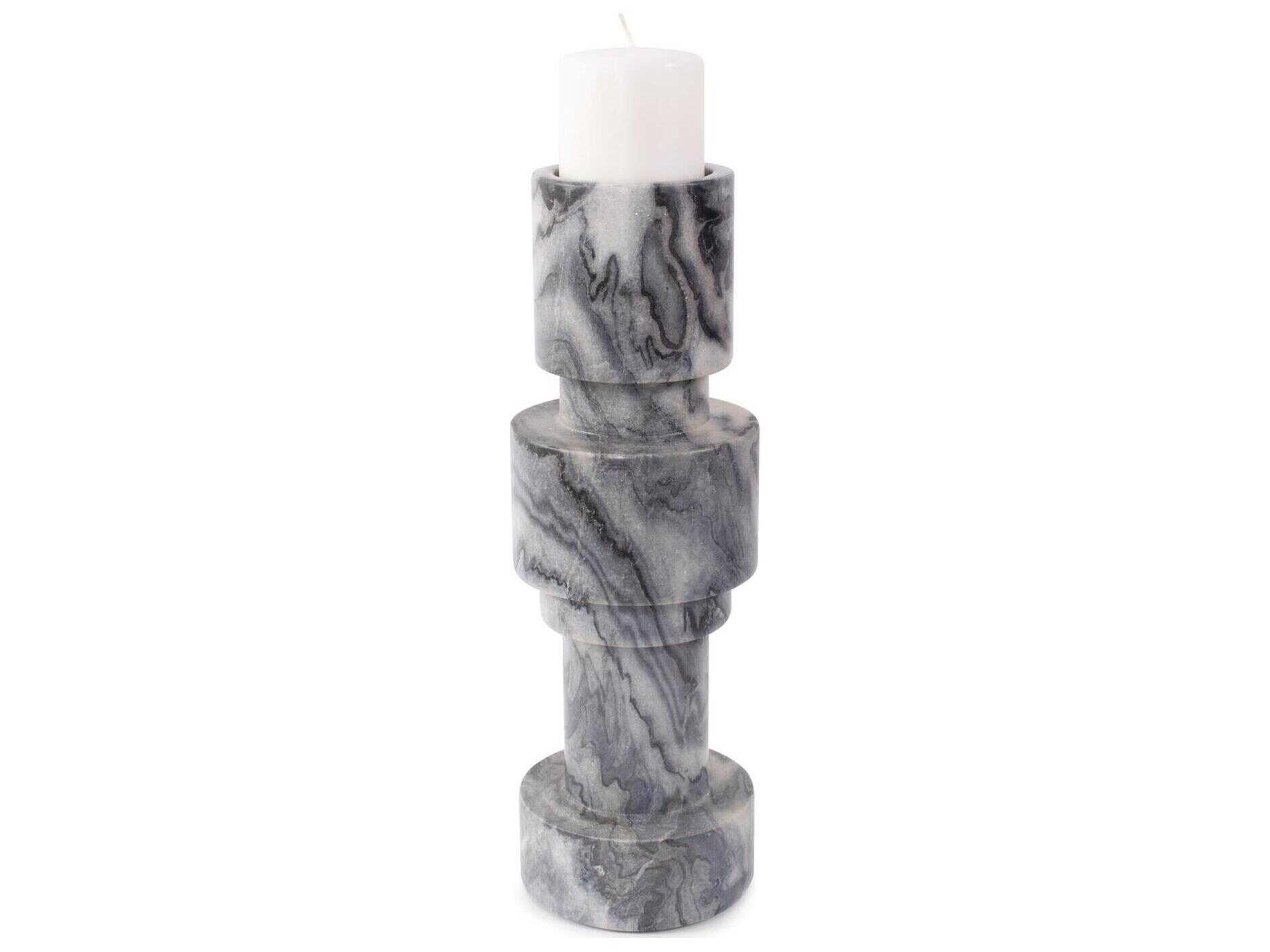 Howard Elliott Gray Black Modern Clarinda Candle Holder