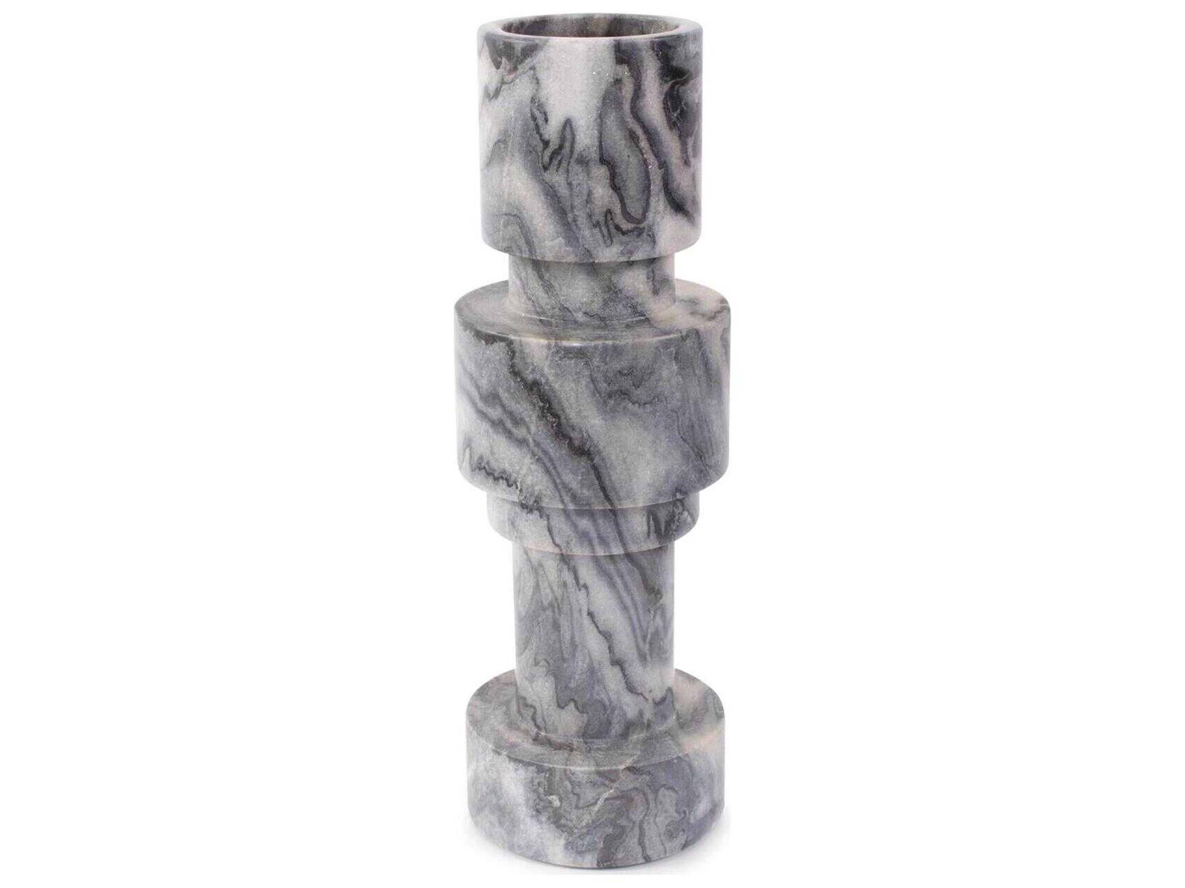 Howard Elliott Gray Black Modern Clarinda Candle Holder