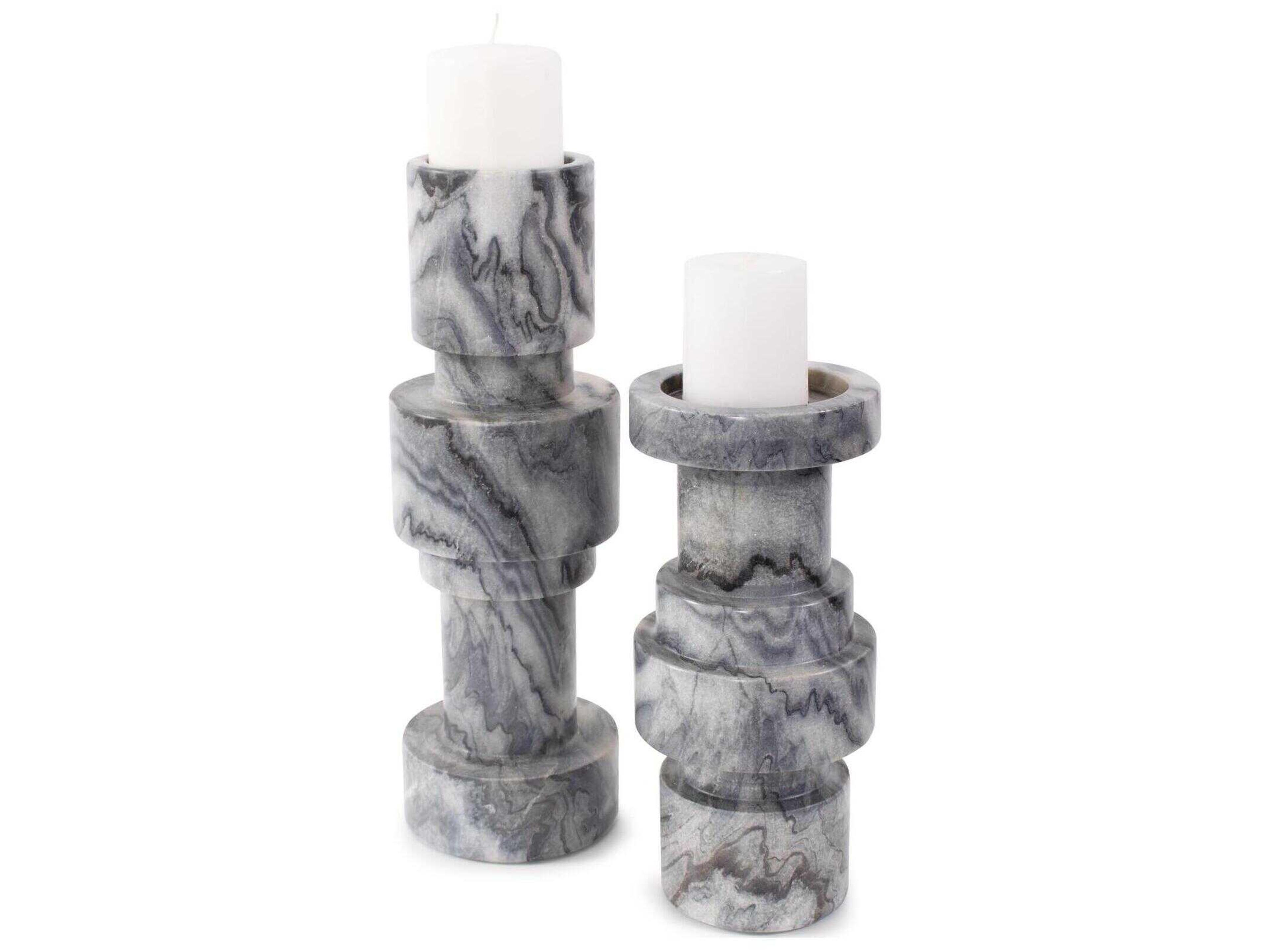Howard Elliott Gray Black Modern Clarinda Candle Holder