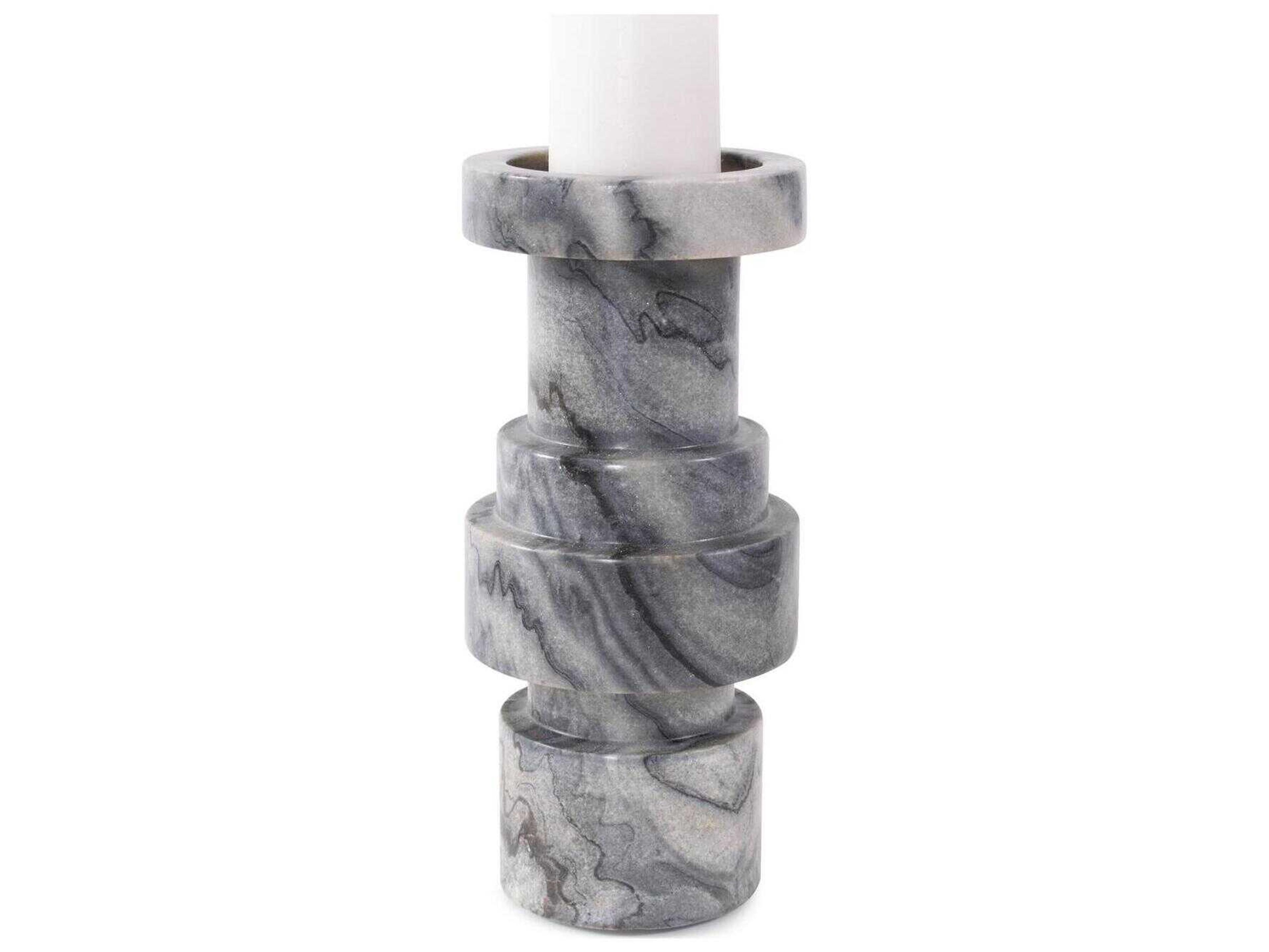 Howard Elliott Gray Black Modern Clarinda Candle Holder