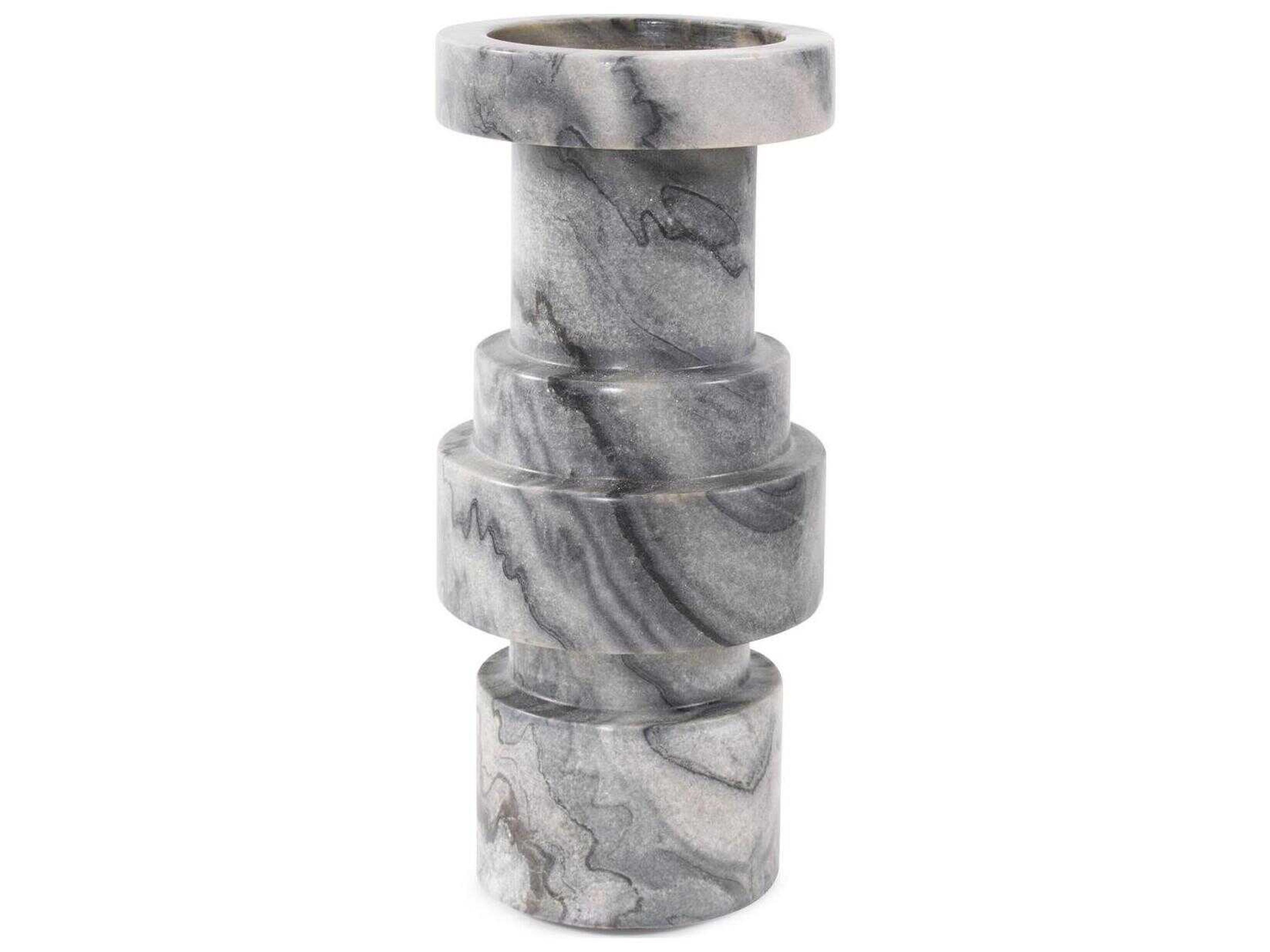 Howard Elliott Gray Black Modern Clarinda Candle Holder