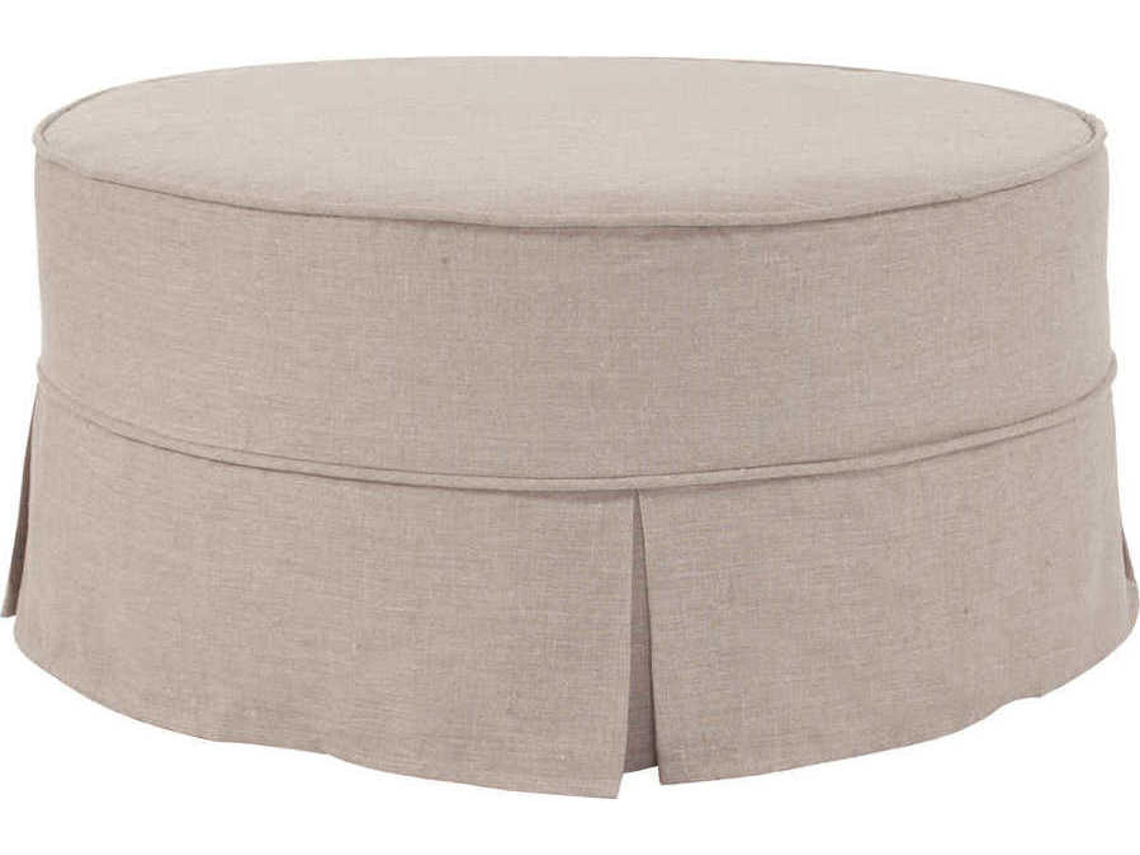 Universal Linen Slub Natural Beige Upholstered Ottoman