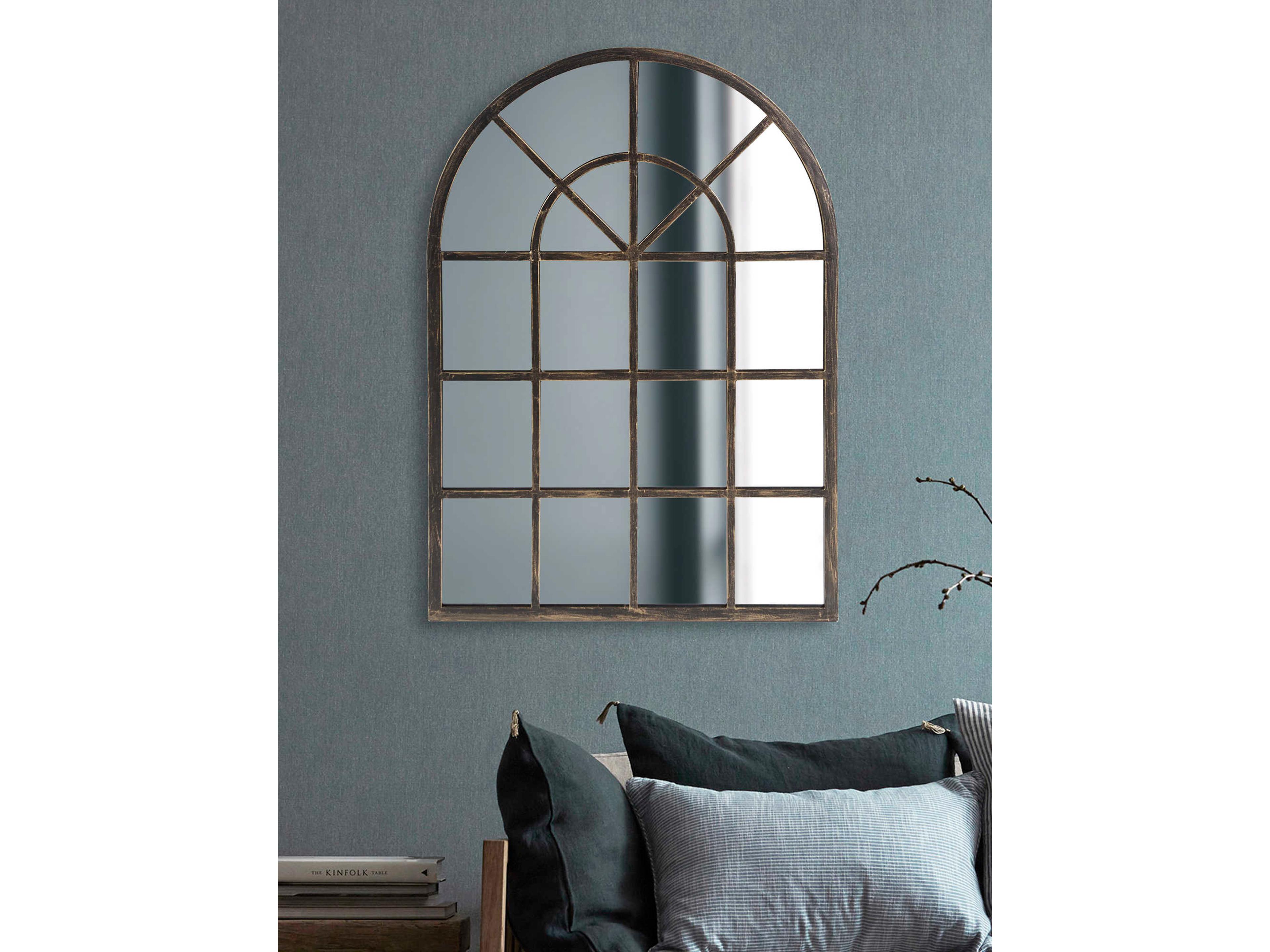 Howard Elliott Fenetre Oil Rubbed Bronze Arched Wall Mirror