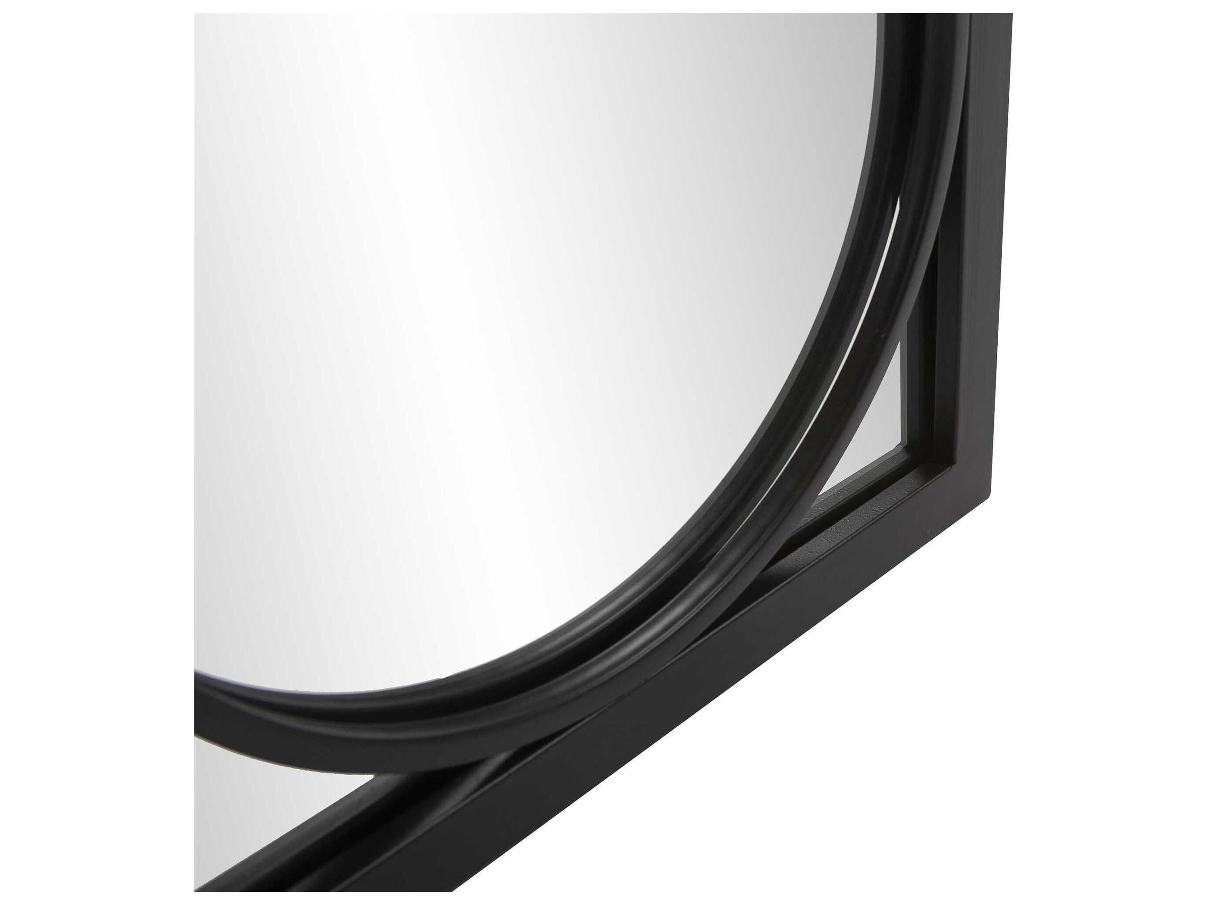 Howard Elliott Oberon Matte Black Rectangular Wall Mirror