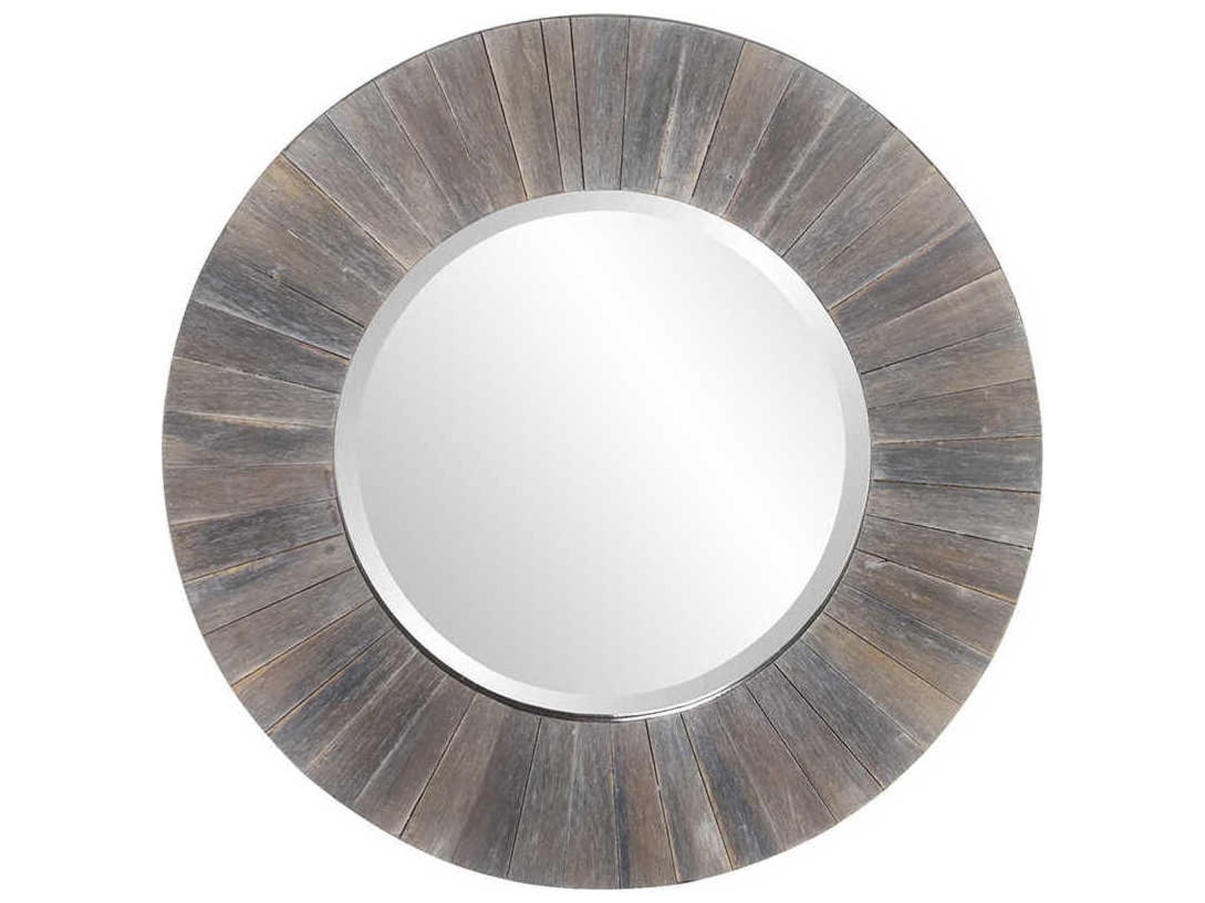 Howard Elliott Henley Rustic Wood Round Wall Mirror