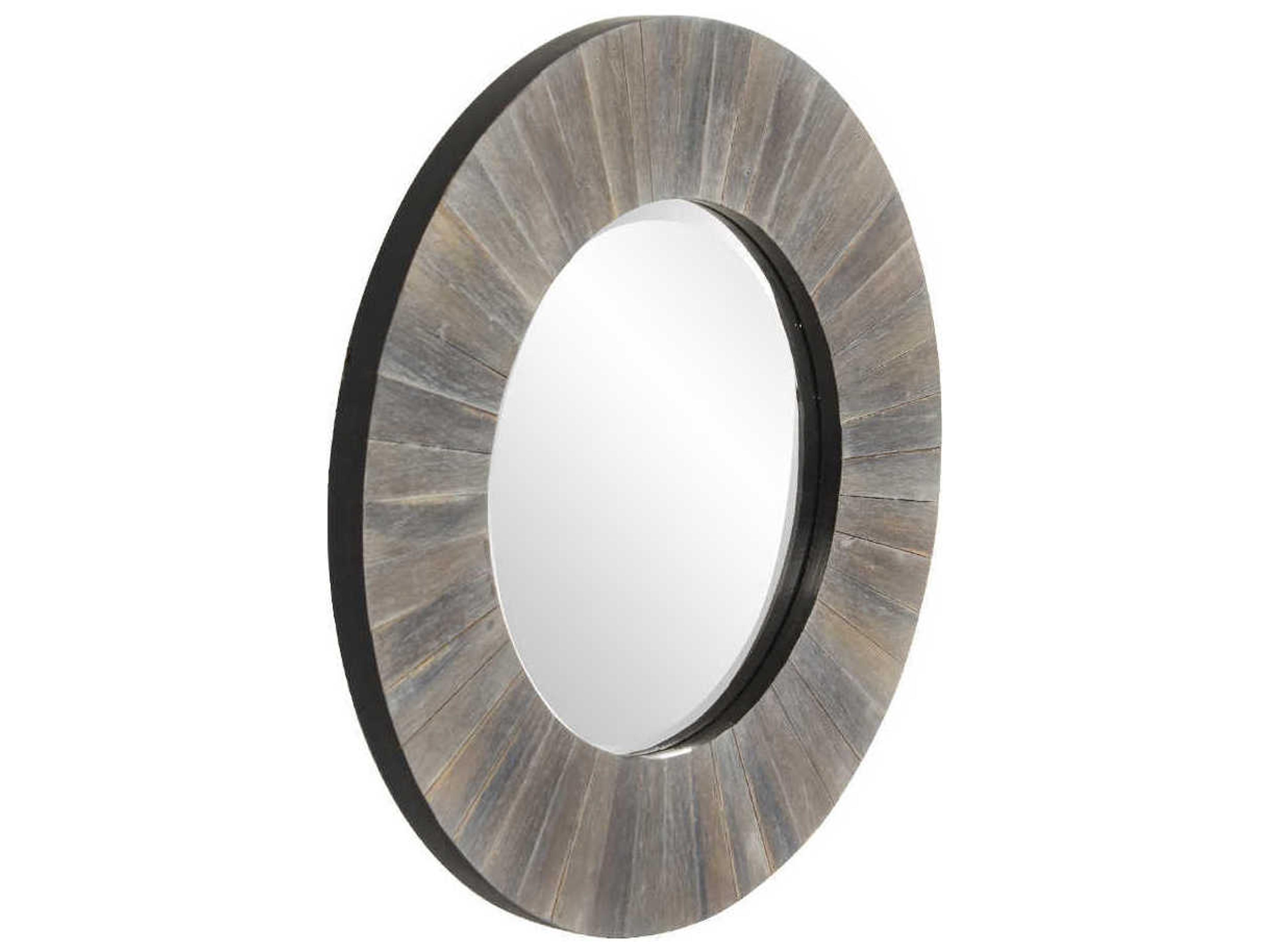 Howard Elliott Henley Rustic Wood Round Wall Mirror