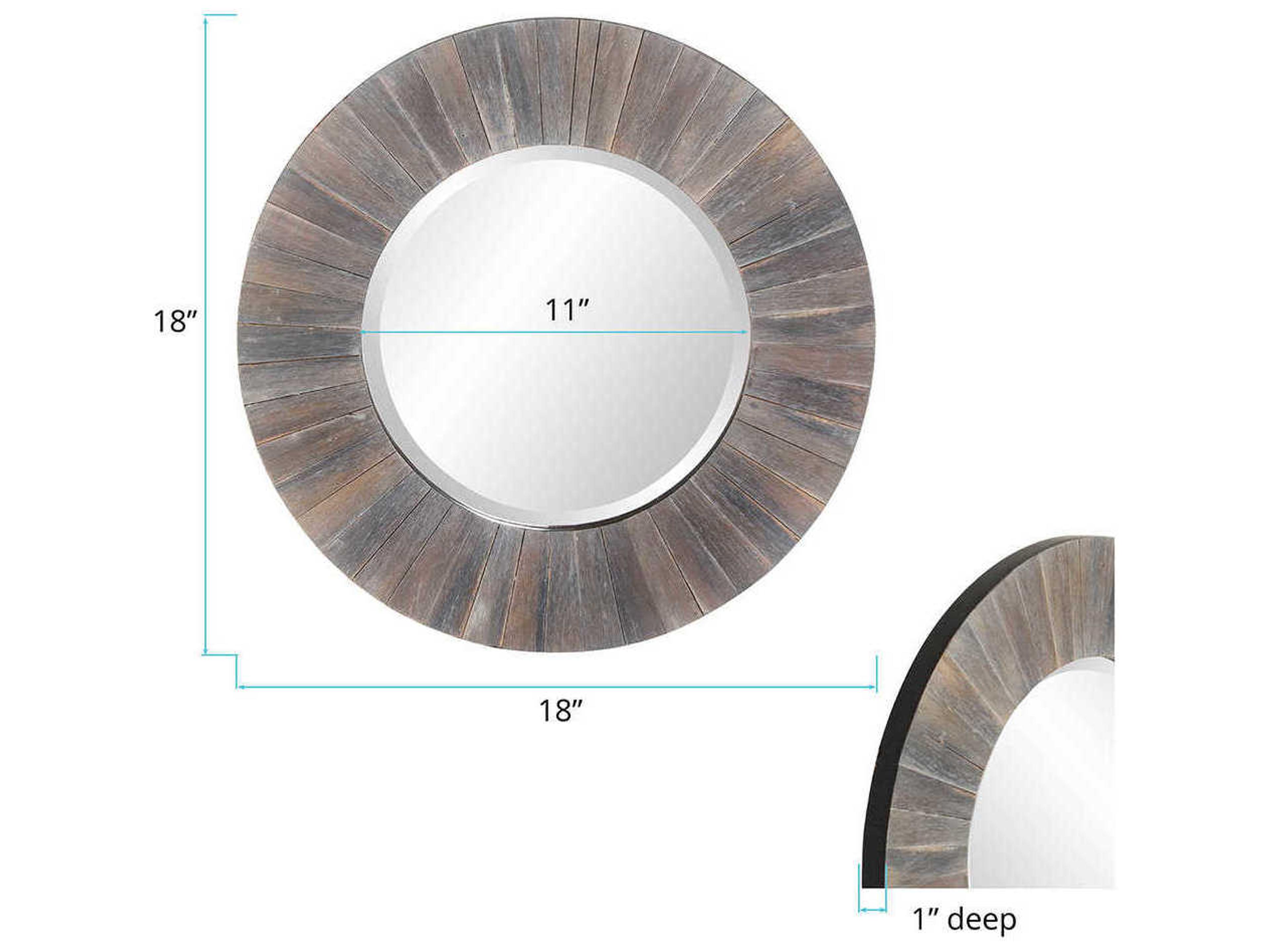 Howard Elliott Henley Rustic Wood Round Wall Mirror