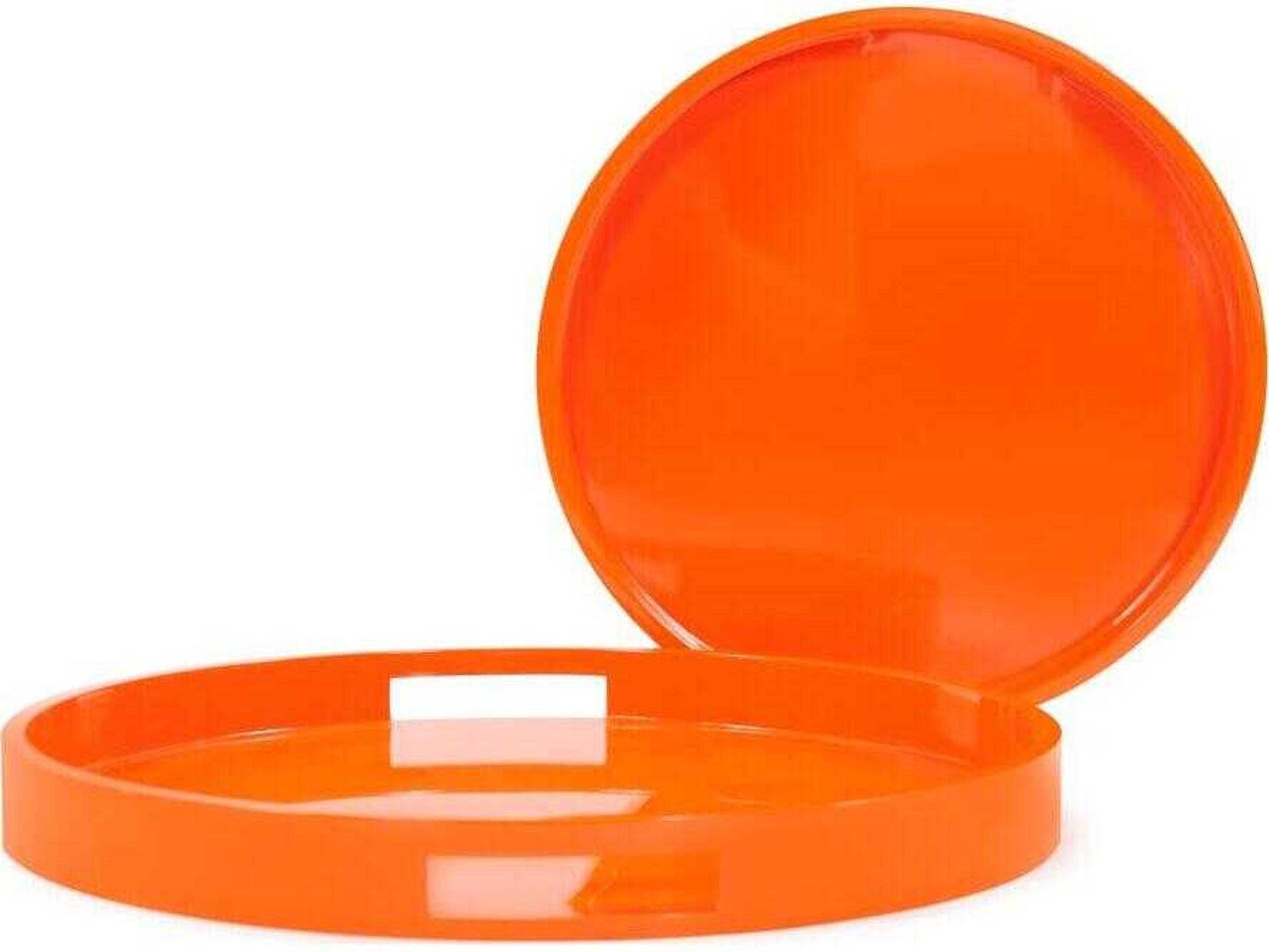 Howard Elliott Saint Tropez Glossy Orange Serving Tray Set of 2
