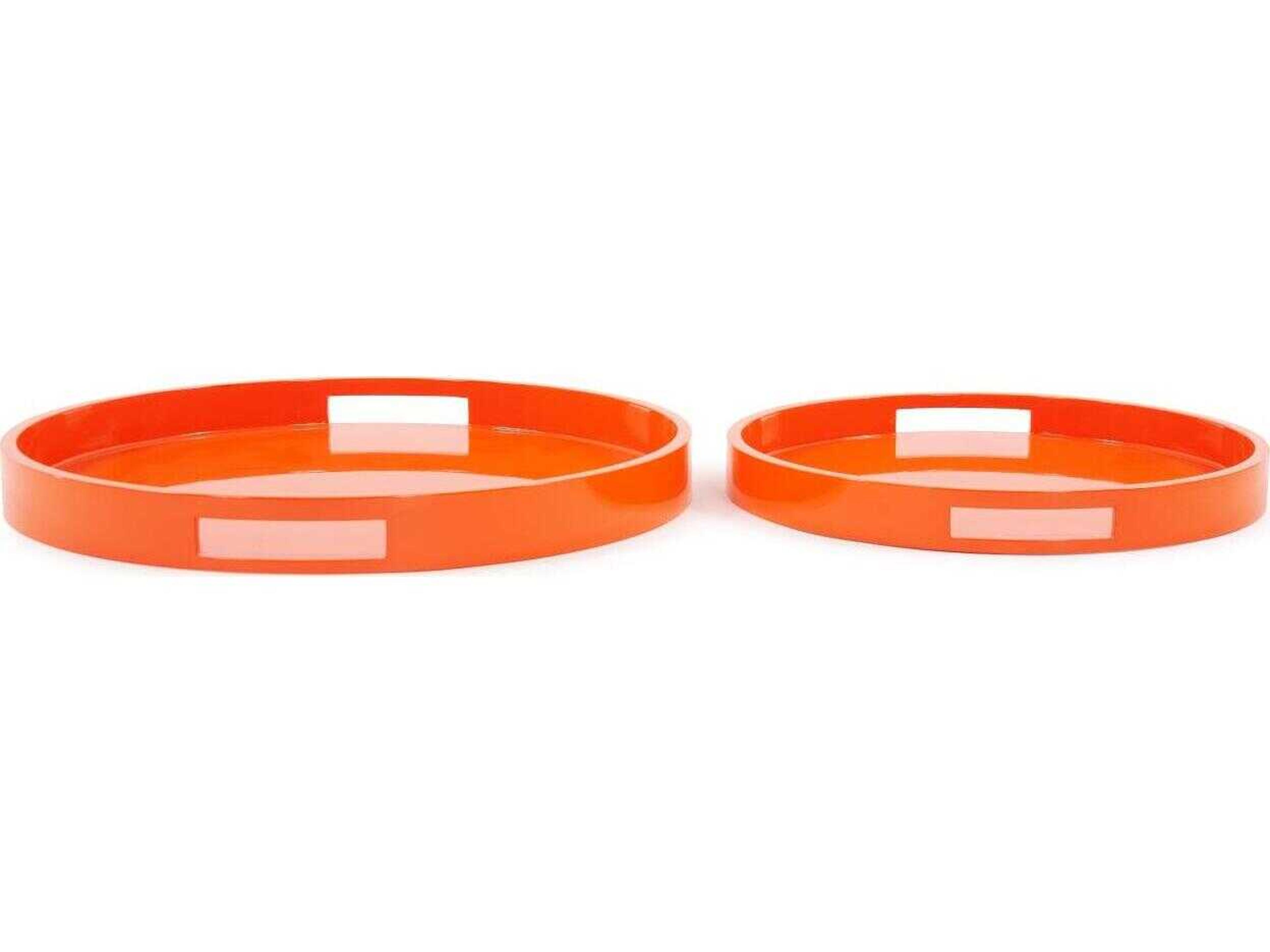 Howard Elliott Saint Tropez Glossy Orange Serving Tray Set of 2