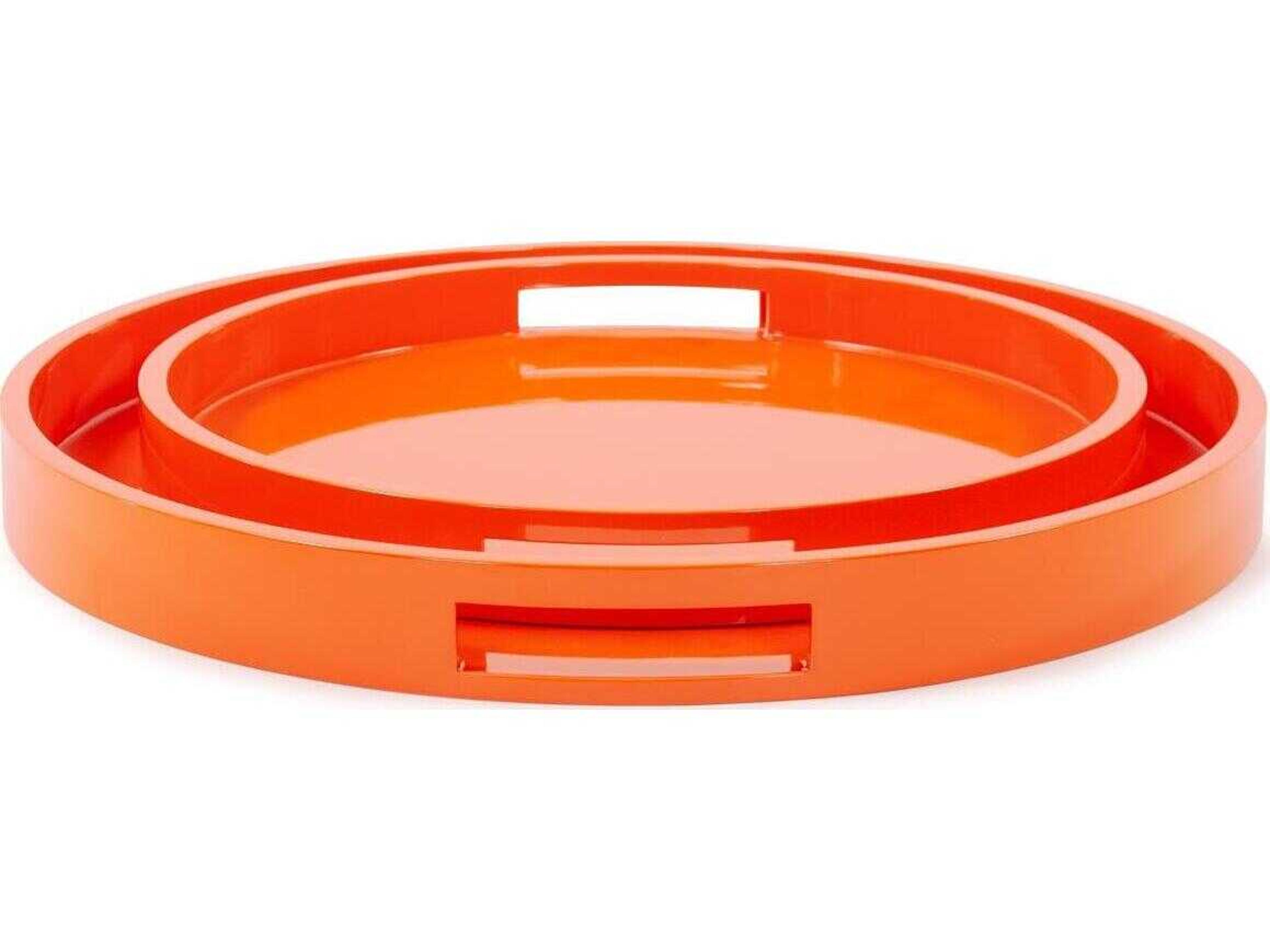 Howard Elliott Saint Tropez Glossy Orange Serving Tray Set of 2