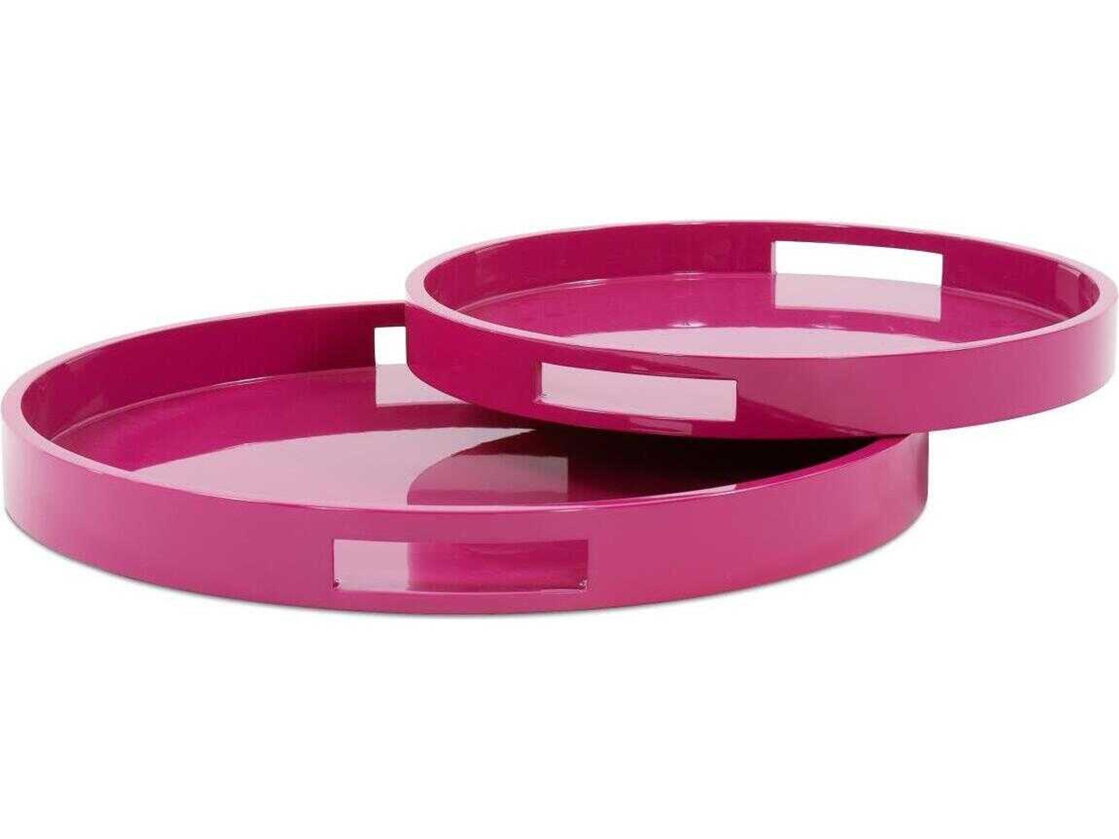 Howard Elliott Saint Tropez Glossy Fuchsia Serving Tray Set of 2