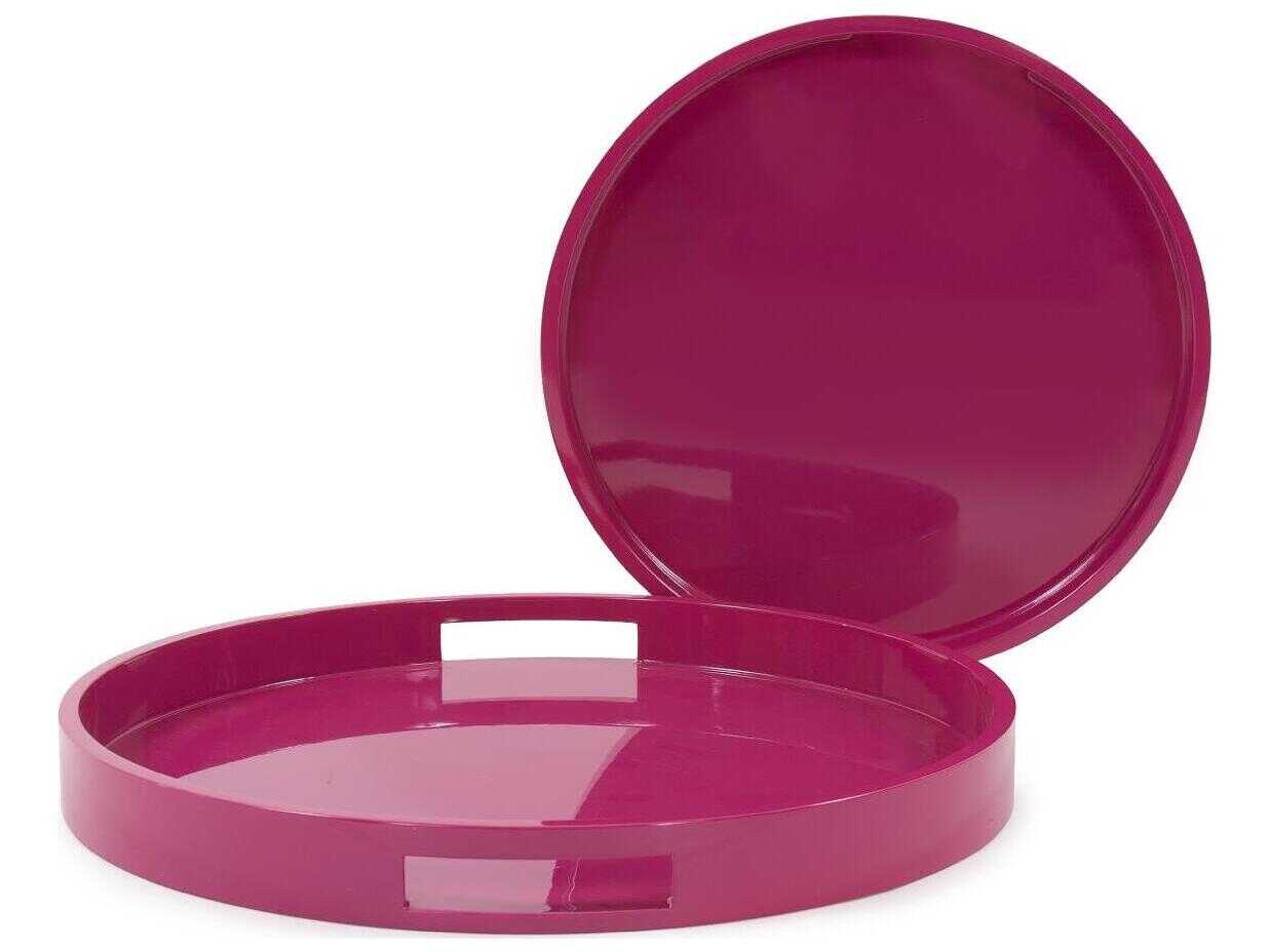 Howard Elliott Saint Tropez Glossy Fuchsia Serving Tray Set of 2