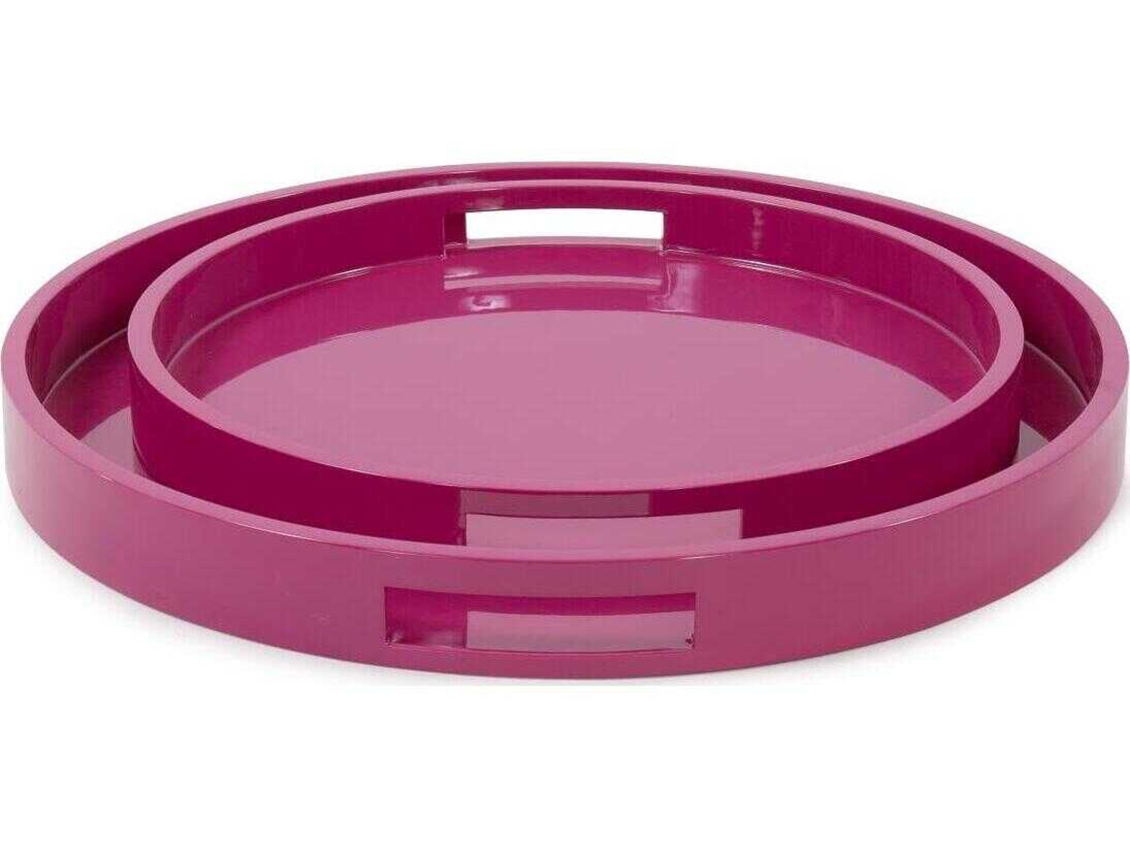 Howard Elliott Saint Tropez Glossy Fuchsia Serving Tray Set of 2