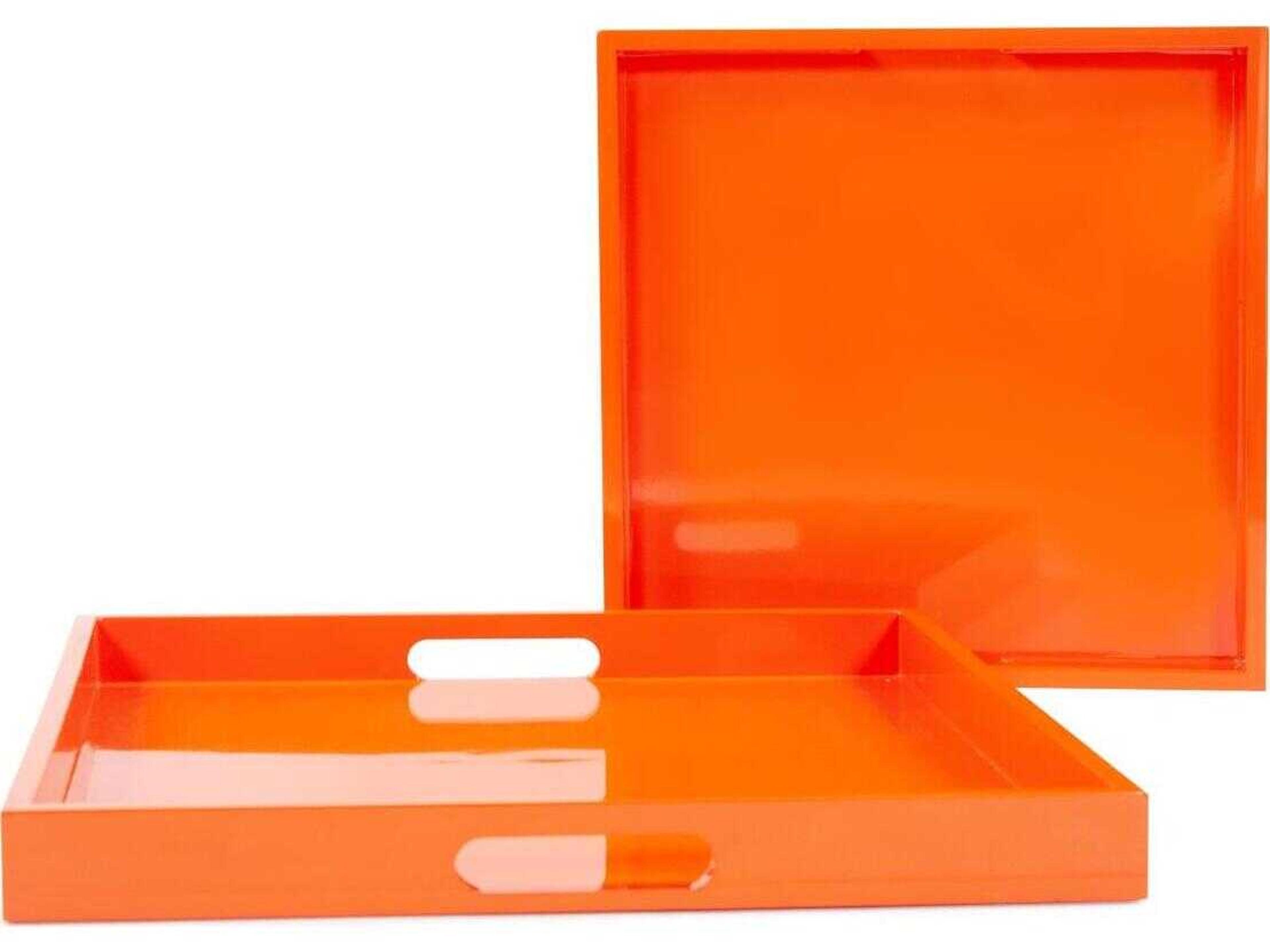 Howard Elliott Saint Tropez Glossy Orange Serving Tray Set of 2