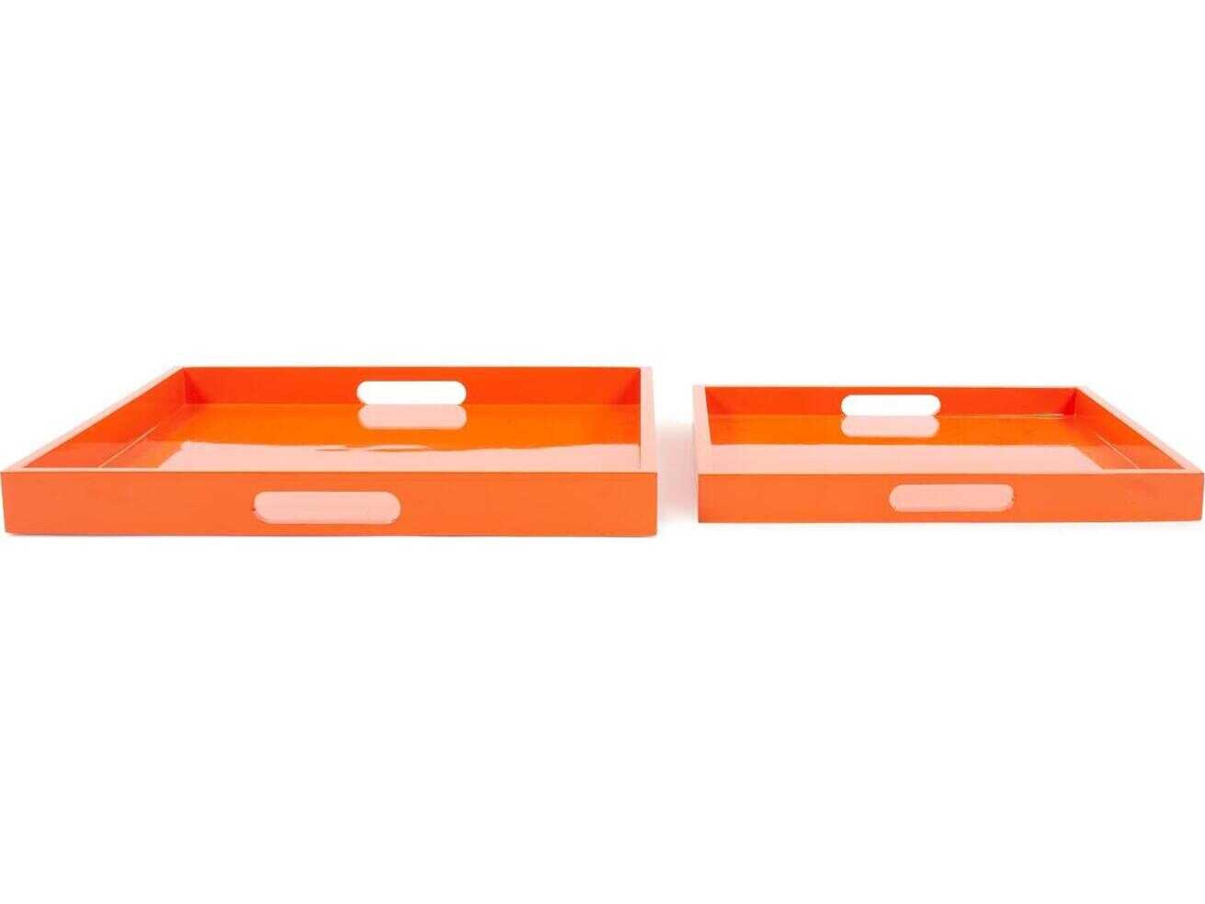 Howard Elliott Saint Tropez Glossy Orange Serving Tray Set of 2
