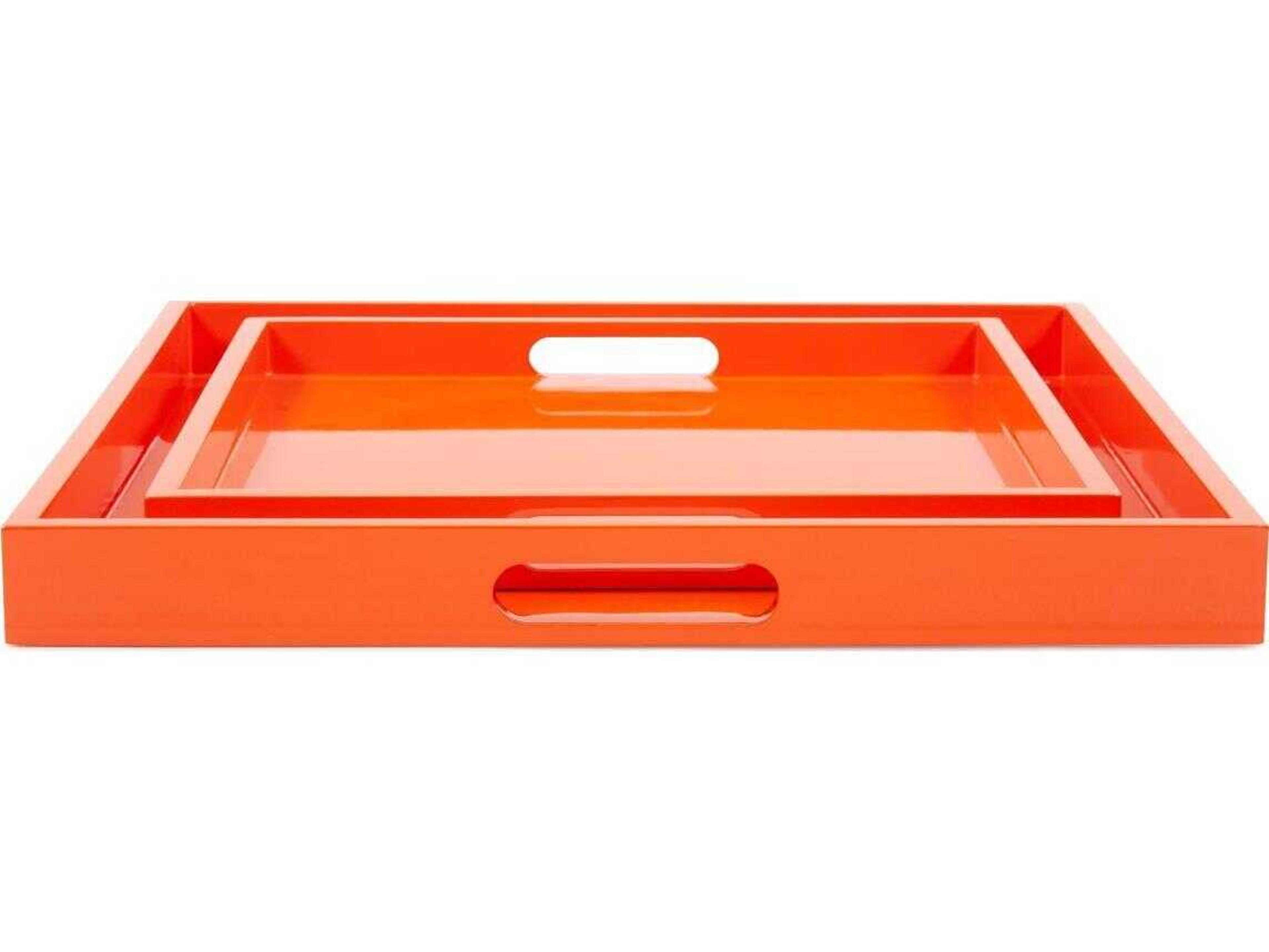 Howard Elliott Saint Tropez Glossy Orange Serving Tray Set of 2