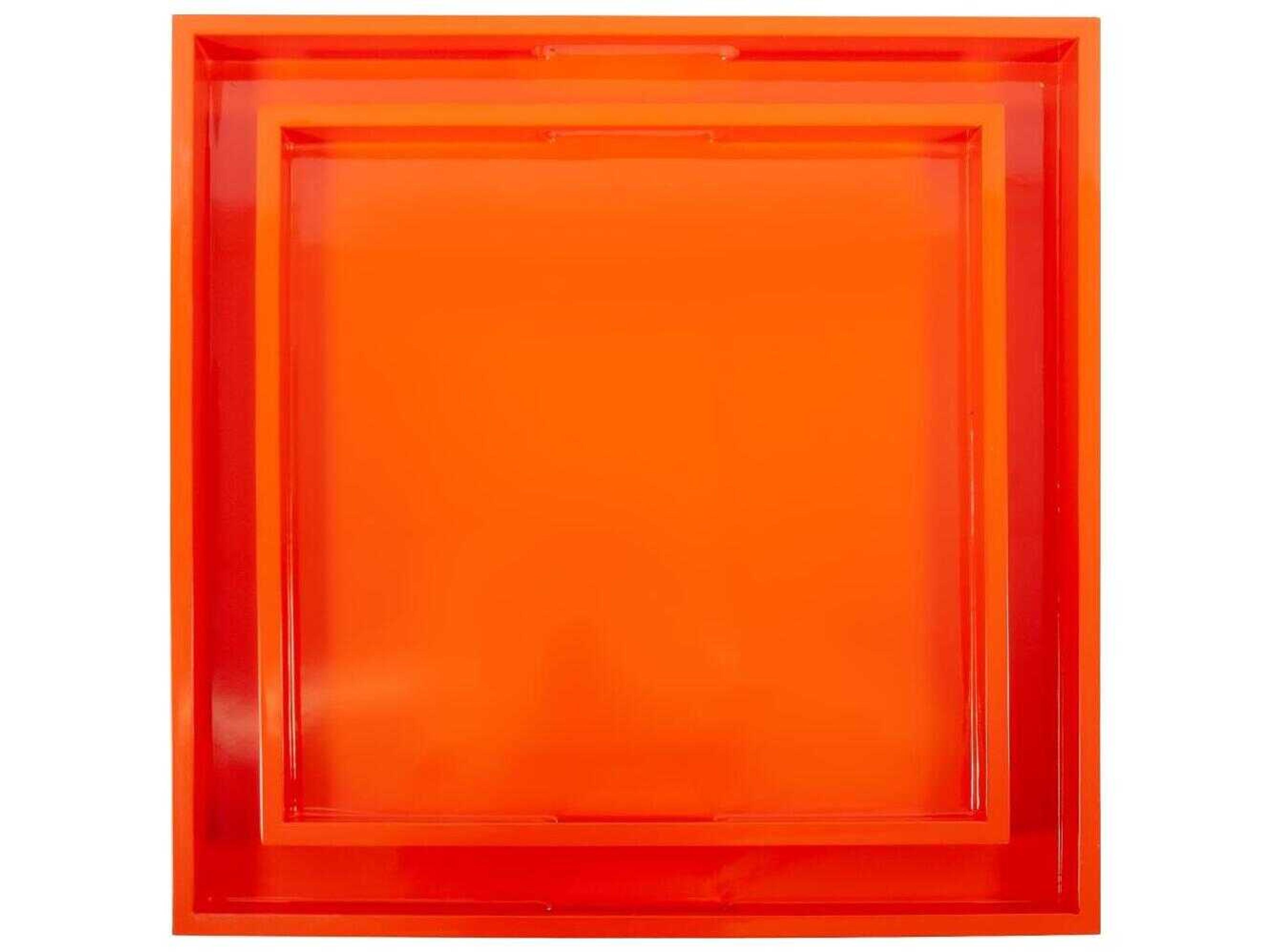 Howard Elliott Saint Tropez Glossy Orange Serving Tray Set of 2
