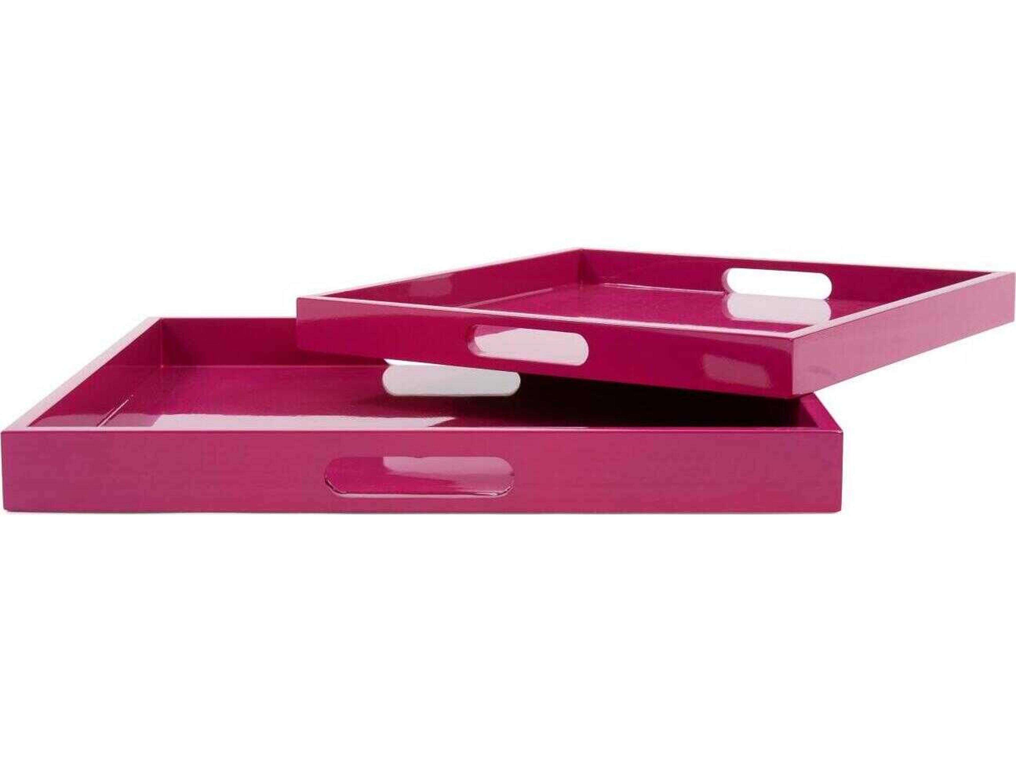 Howard Elliott Saint Tropez Glossy Fuchsia Serving Tray Set of 2