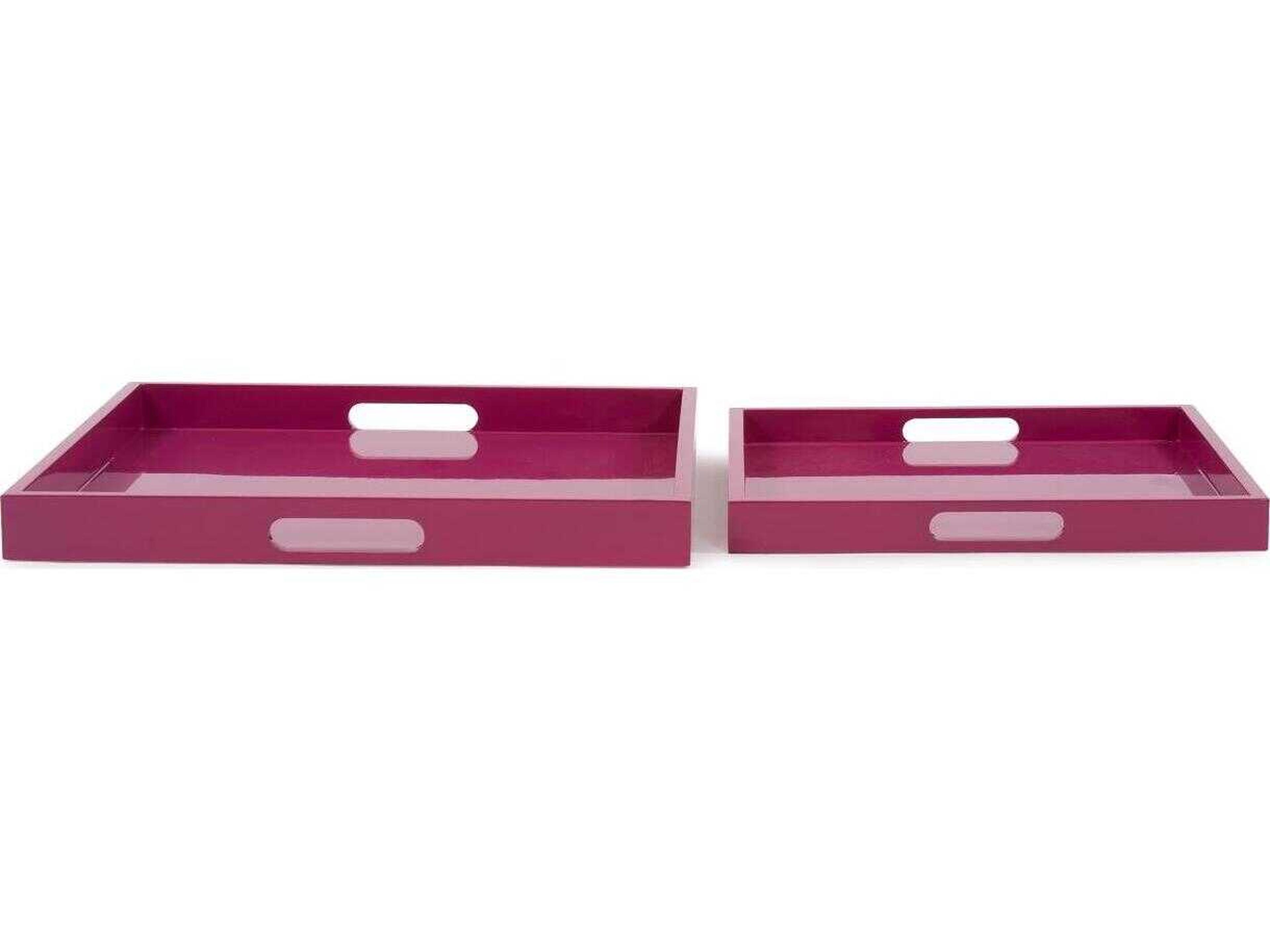 Howard Elliott Saint Tropez Glossy Fuchsia Serving Tray Set of 2