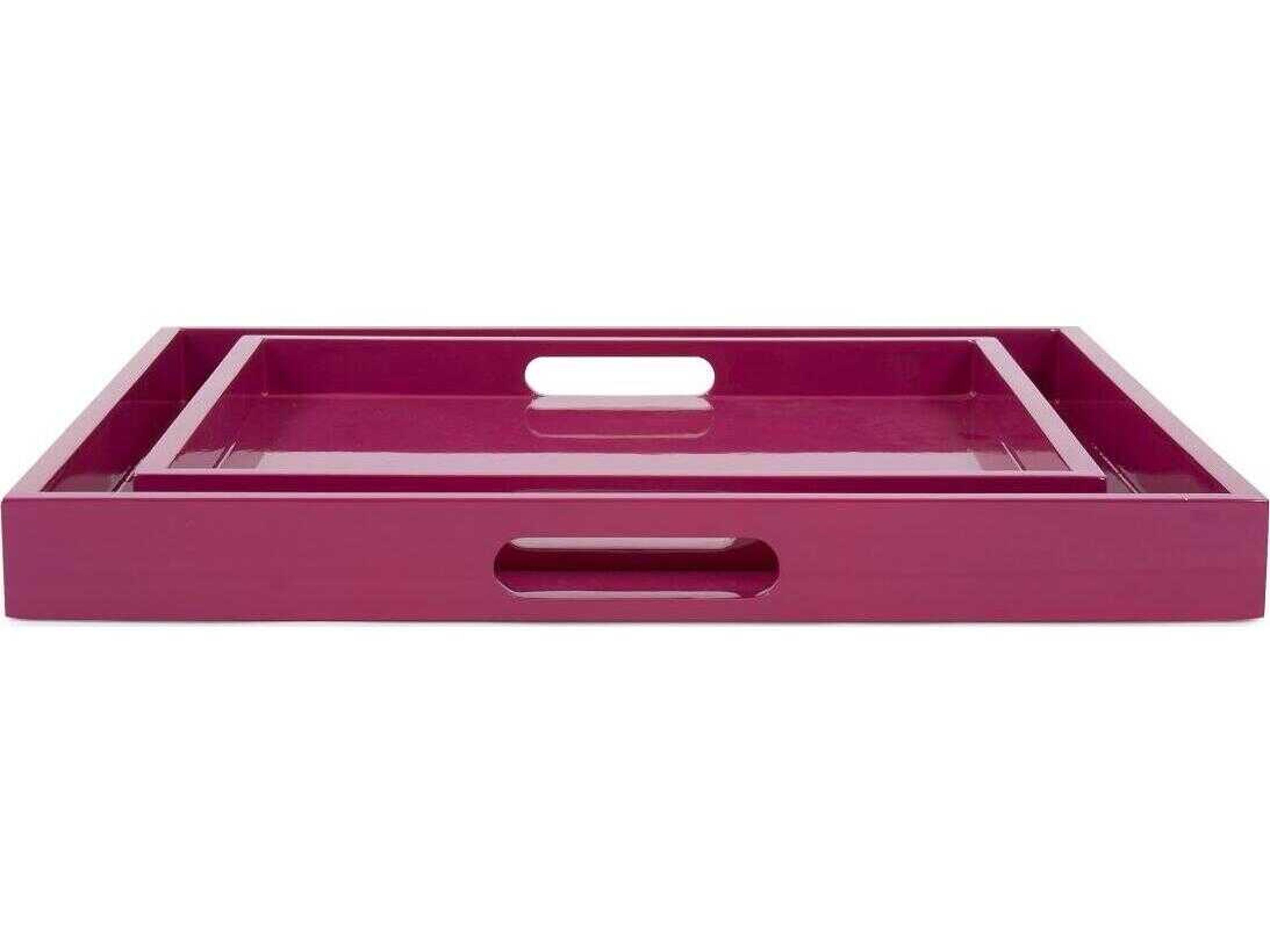 Howard Elliott Saint Tropez Glossy Fuchsia Serving Tray Set of 2