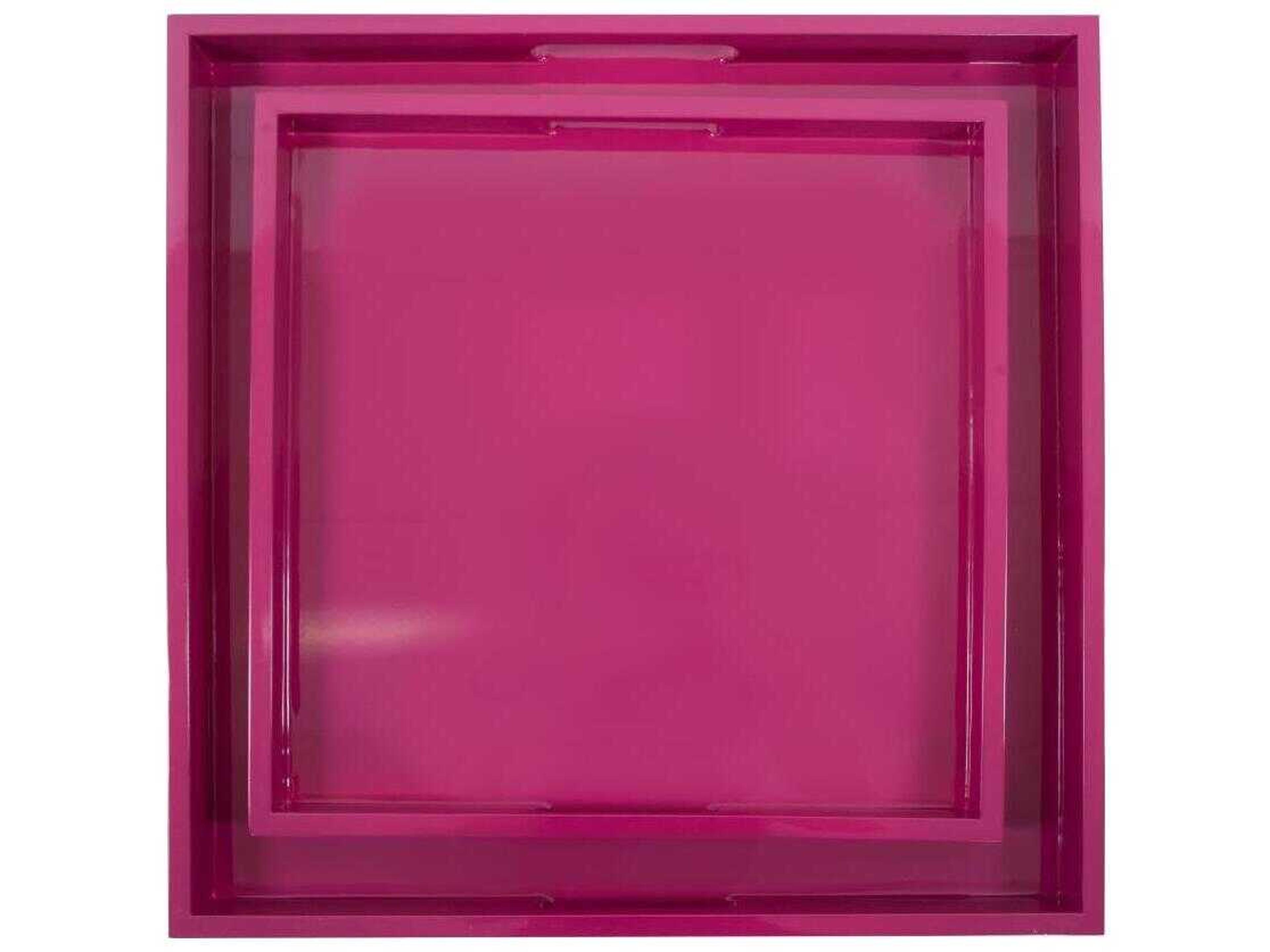 Howard Elliott Saint Tropez Glossy Fuchsia Serving Tray Set of 2