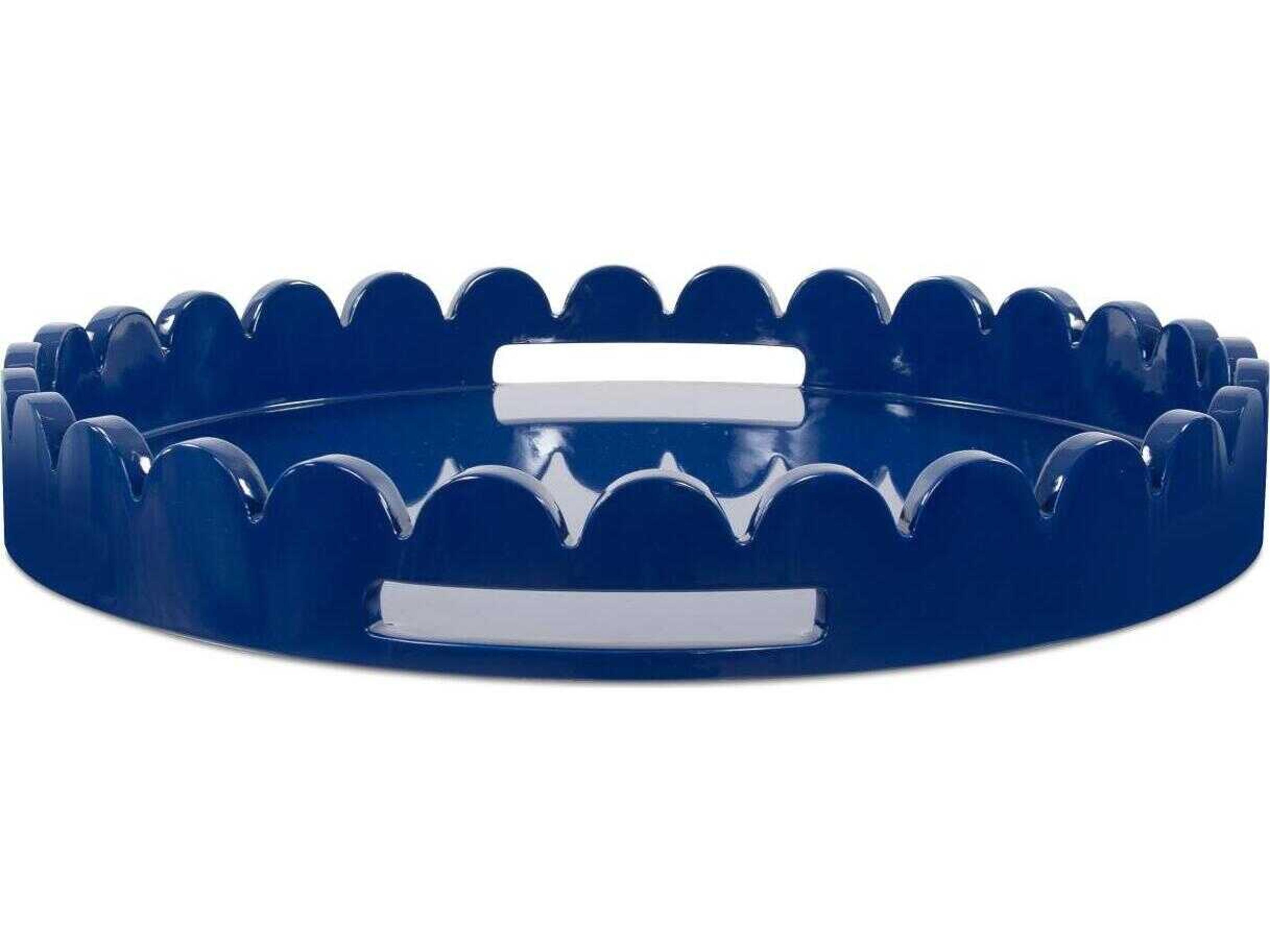 Scalloped Riviera Glossy Blue Serving Tray