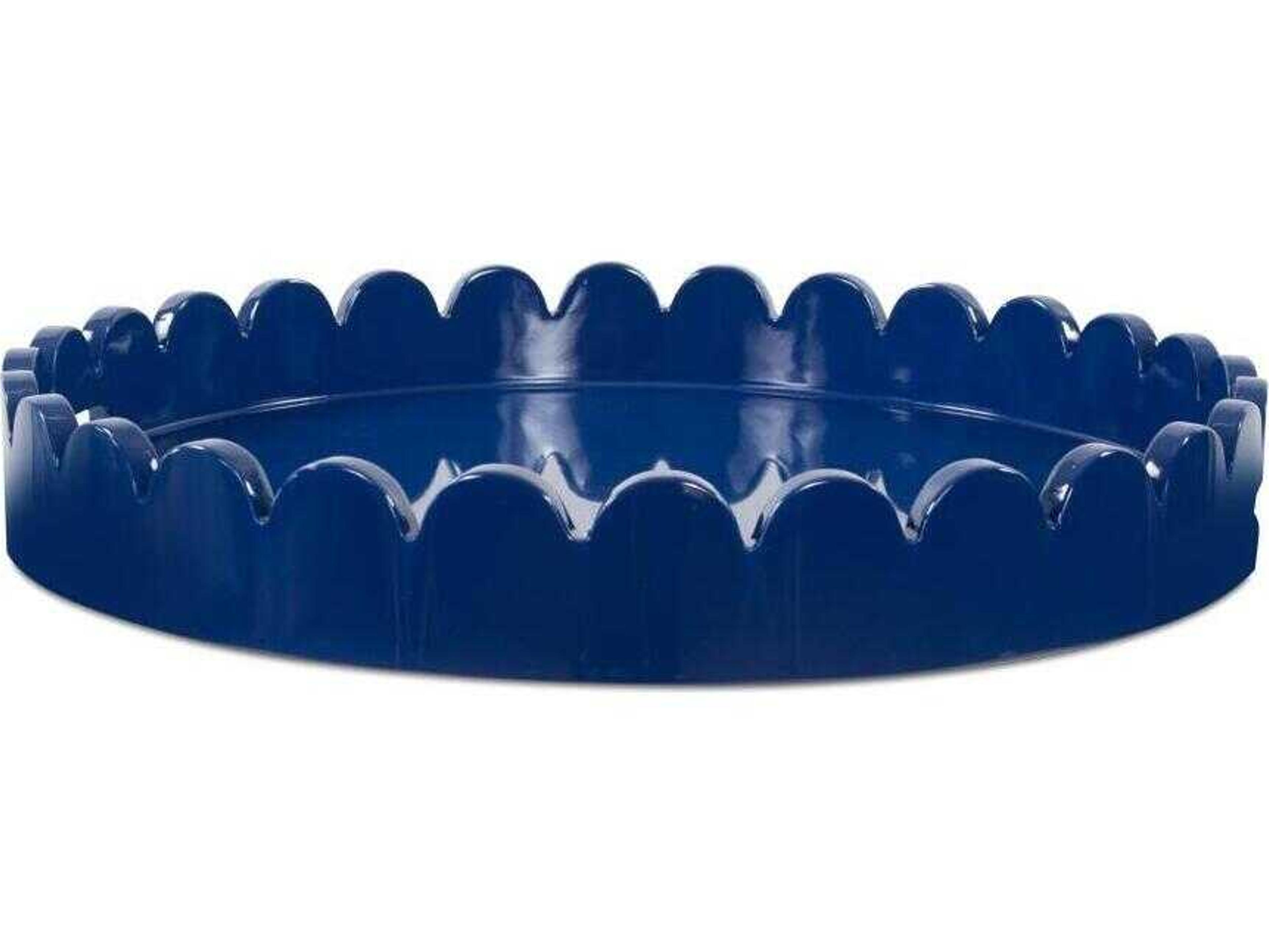 Howard Elliott Scalloped Riviera Glossy Blue Serving Tray