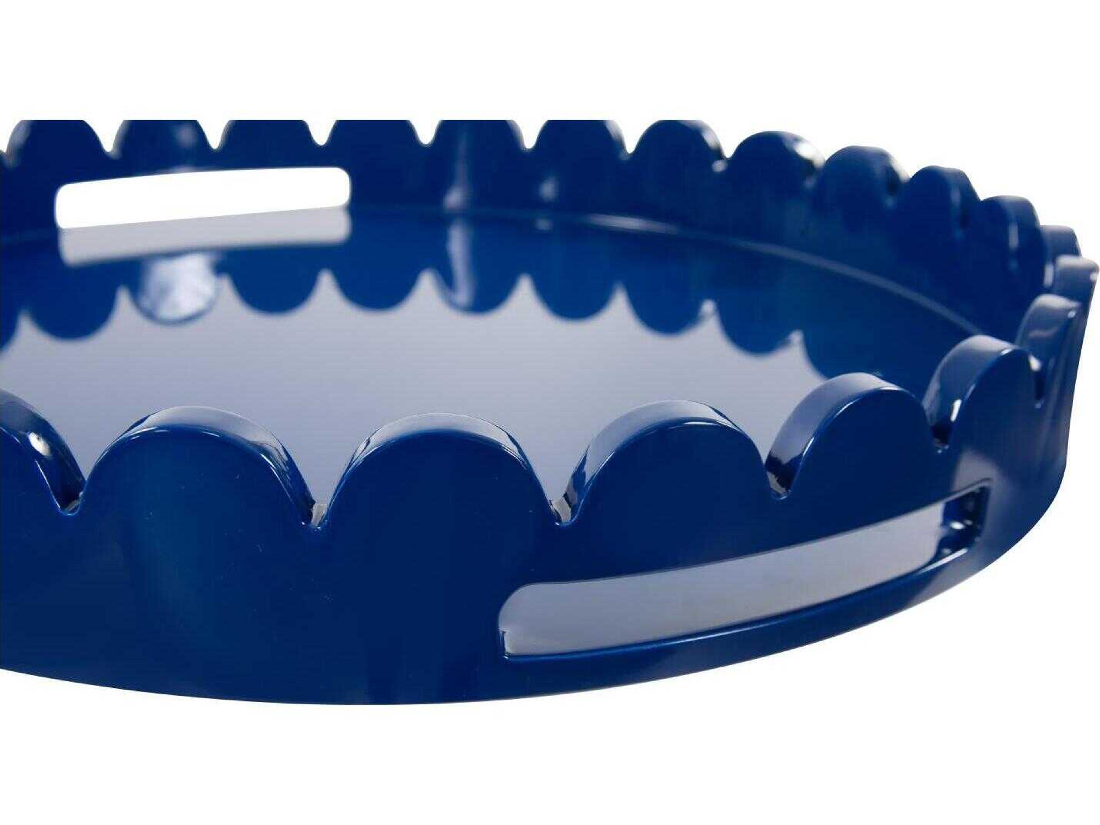 Howard Elliott Scalloped Riviera Glossy Blue Serving Tray