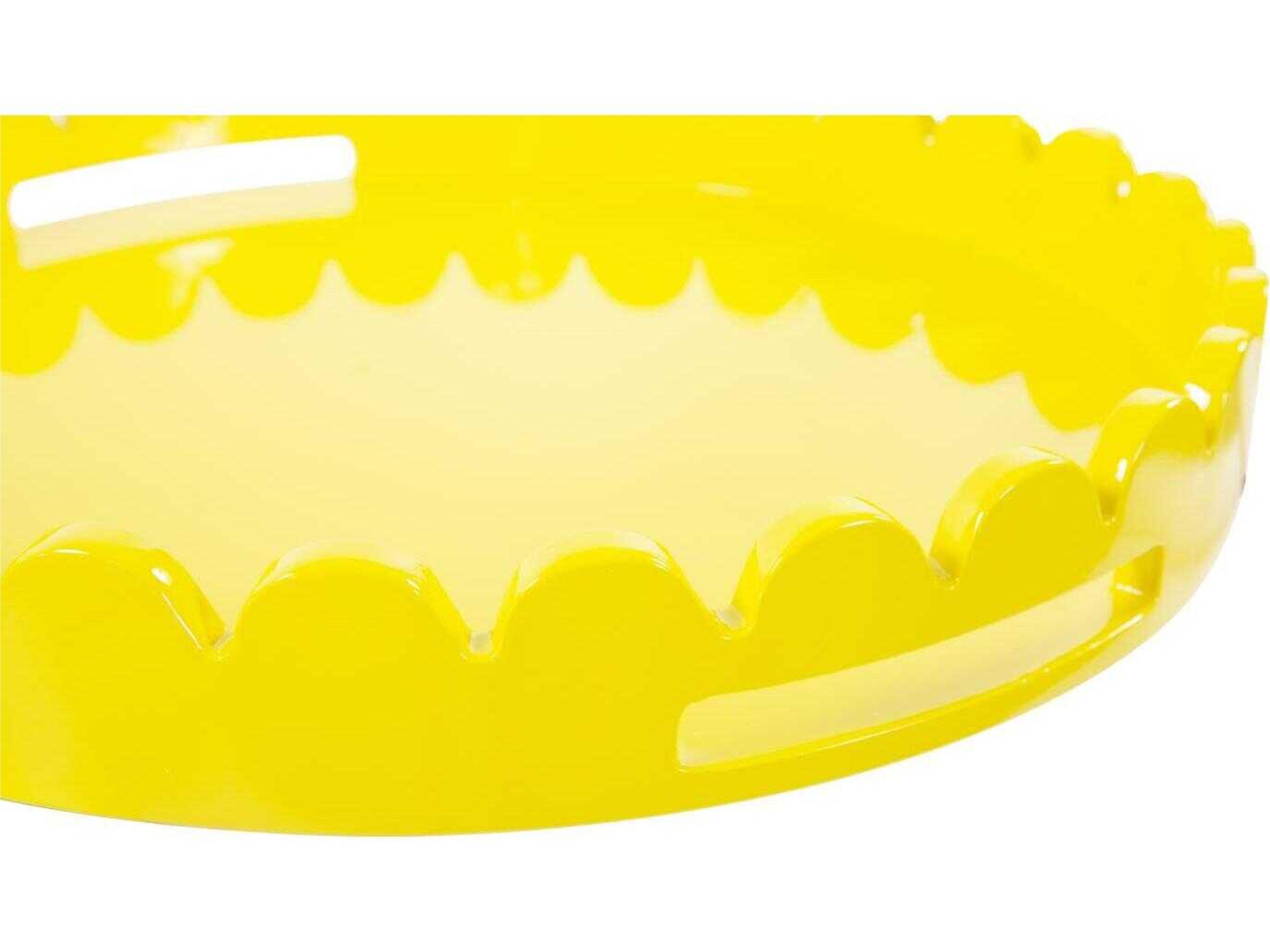 Howard Elliott Scalloped Riviera Glossy Yellow Serving Tray