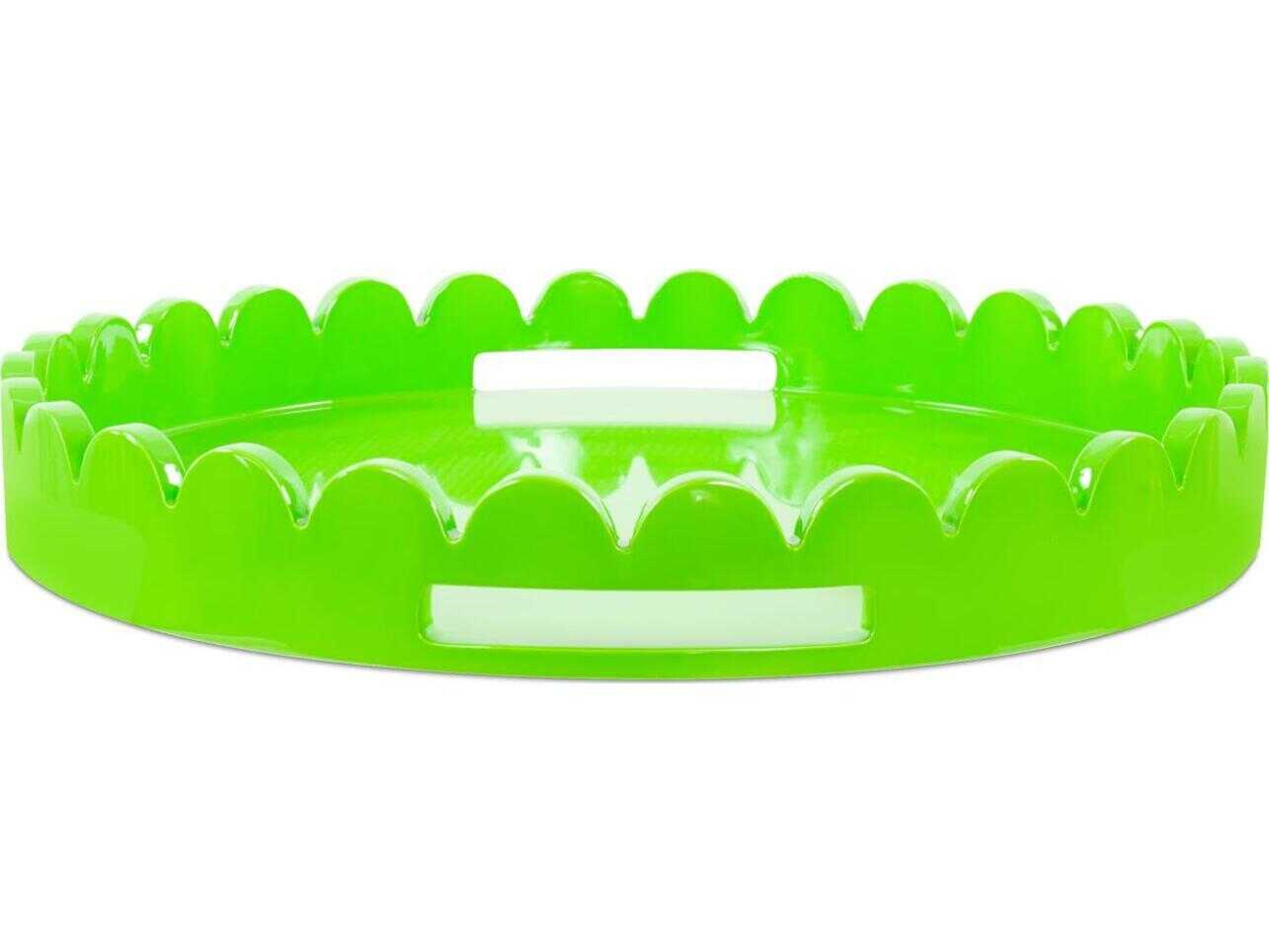 Howard Elliott Scalloped Riviera Glossy Green Serving Tray