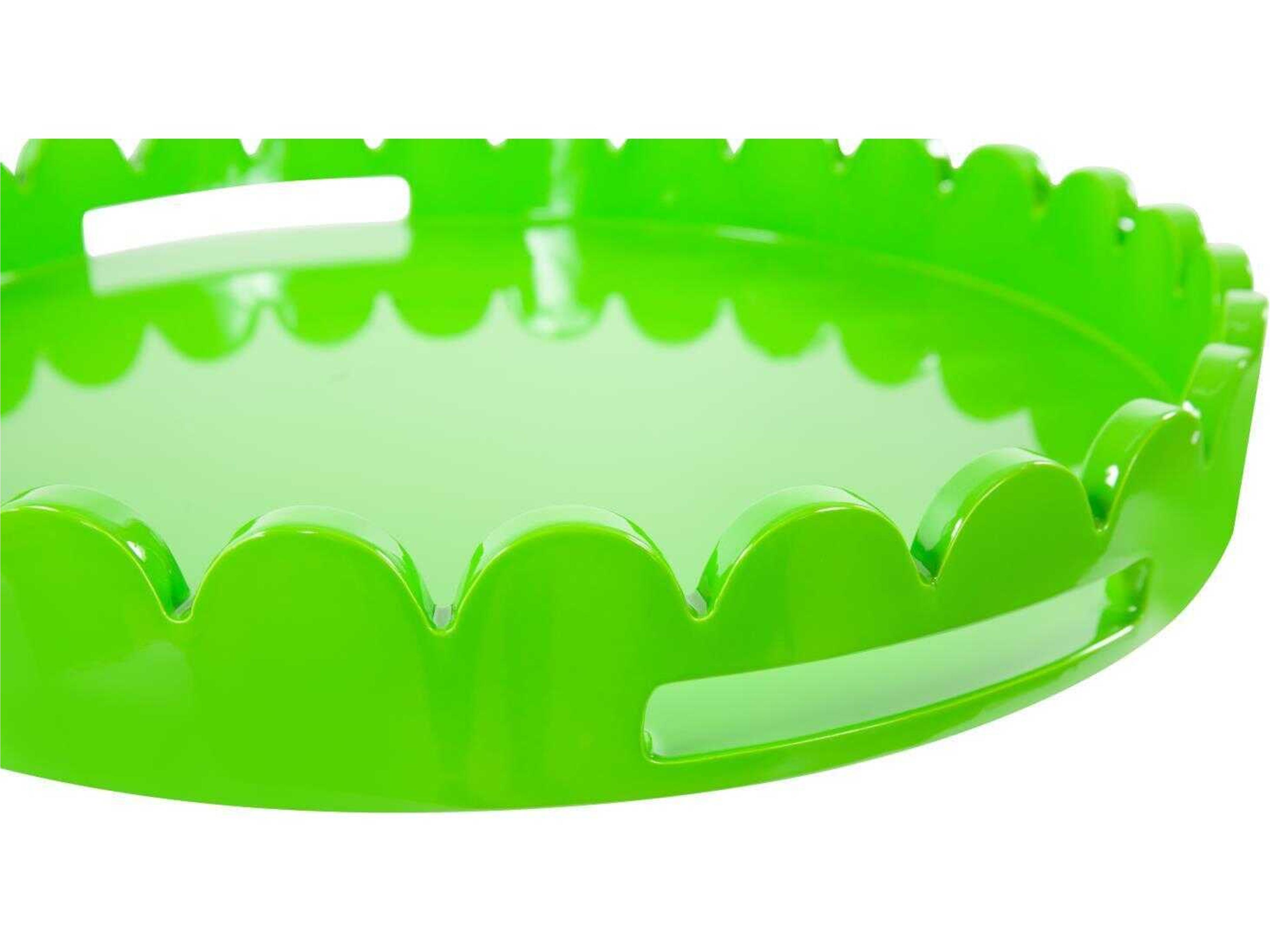 Howard Elliott Scalloped Riviera Glossy Green Serving Tray