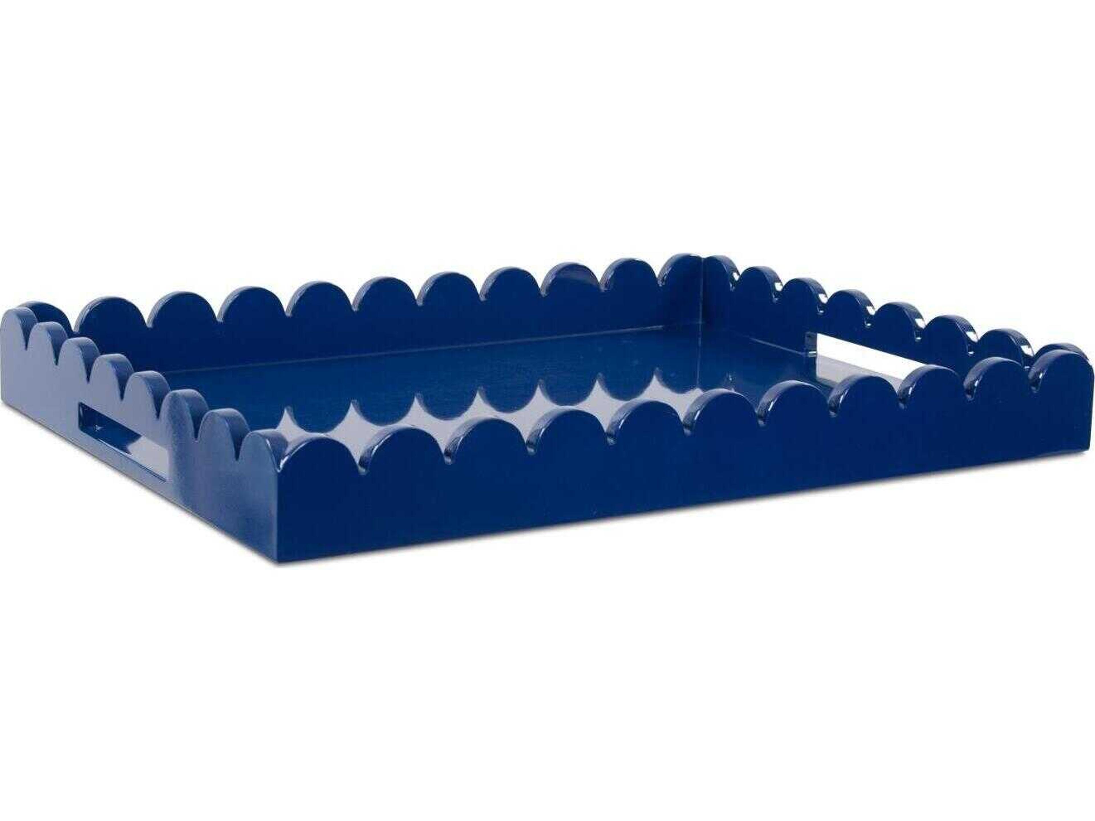 Howard Elliott Scalloped Riviera Glossy Blue Serving Tray