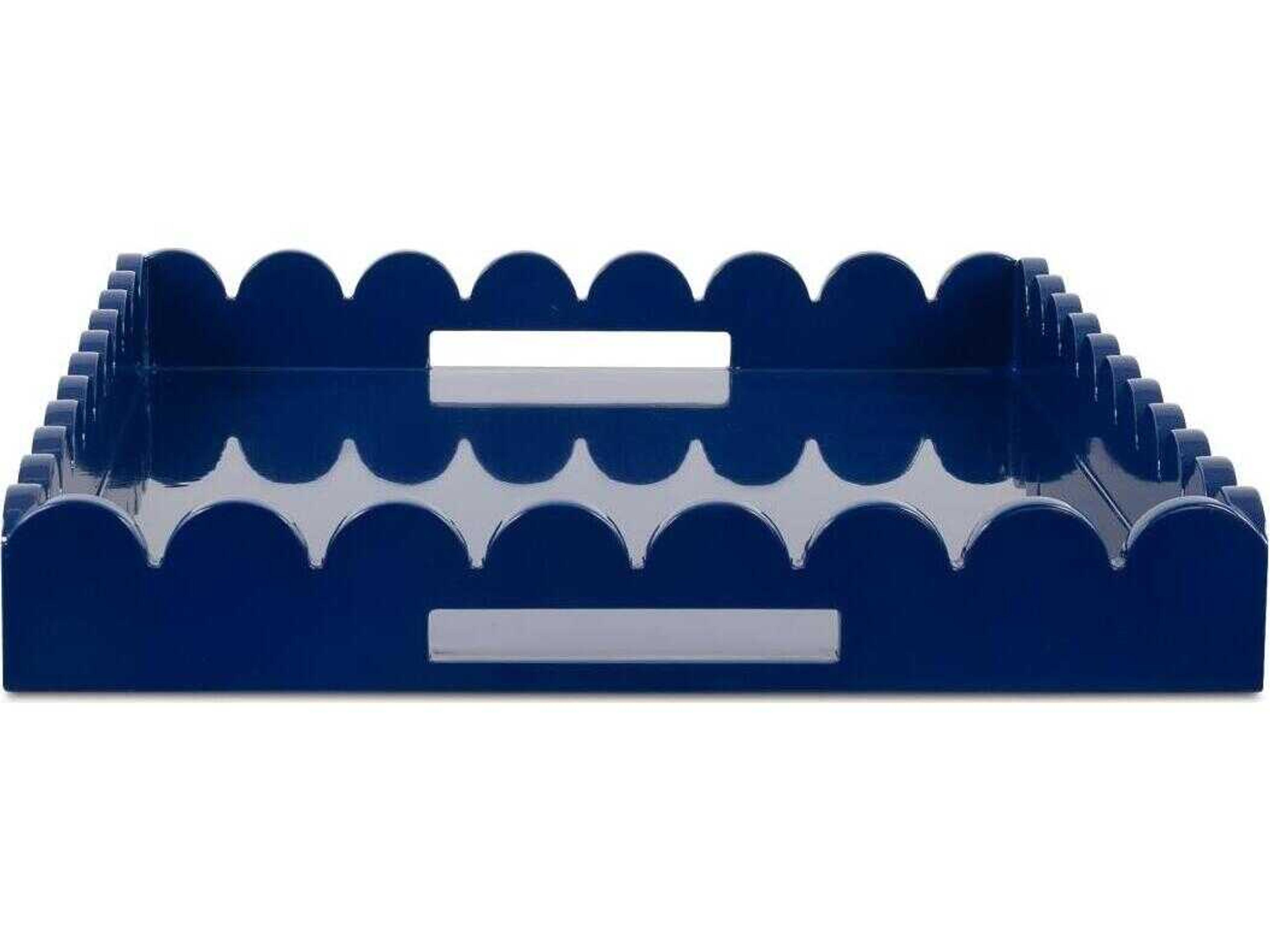 Howard Elliott Scalloped Riviera Glossy Blue Serving Tray